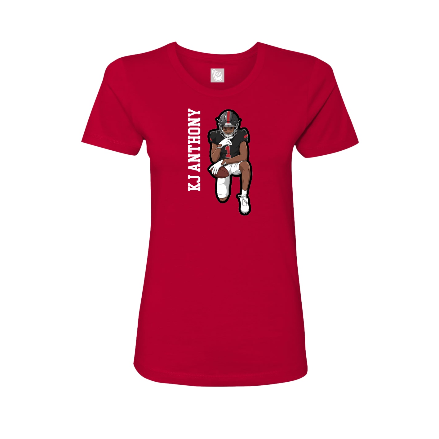 Fitted Women's Tee — Name Vertical in Red