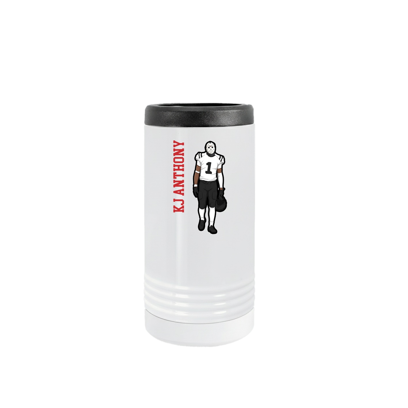 Slim Beverage Holder — Name Vertical in White