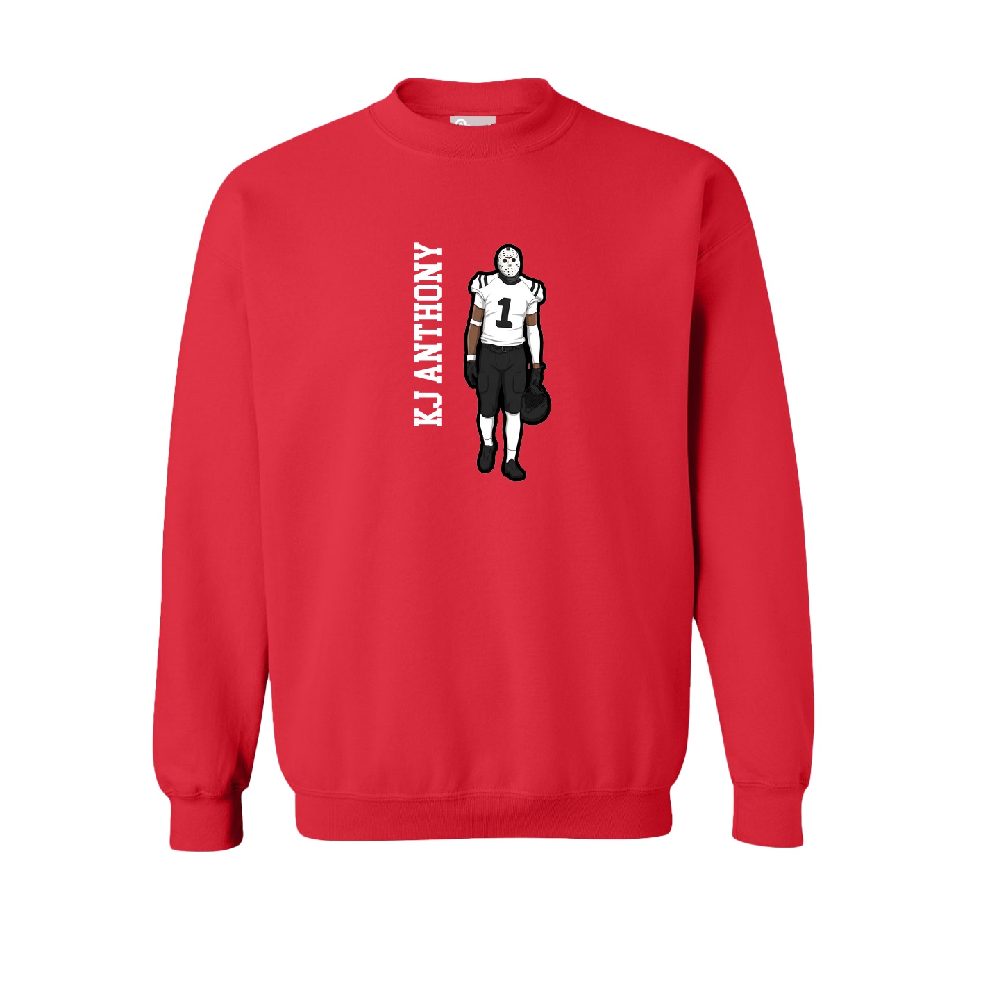 Fleece Crew — Name Vertical in Red