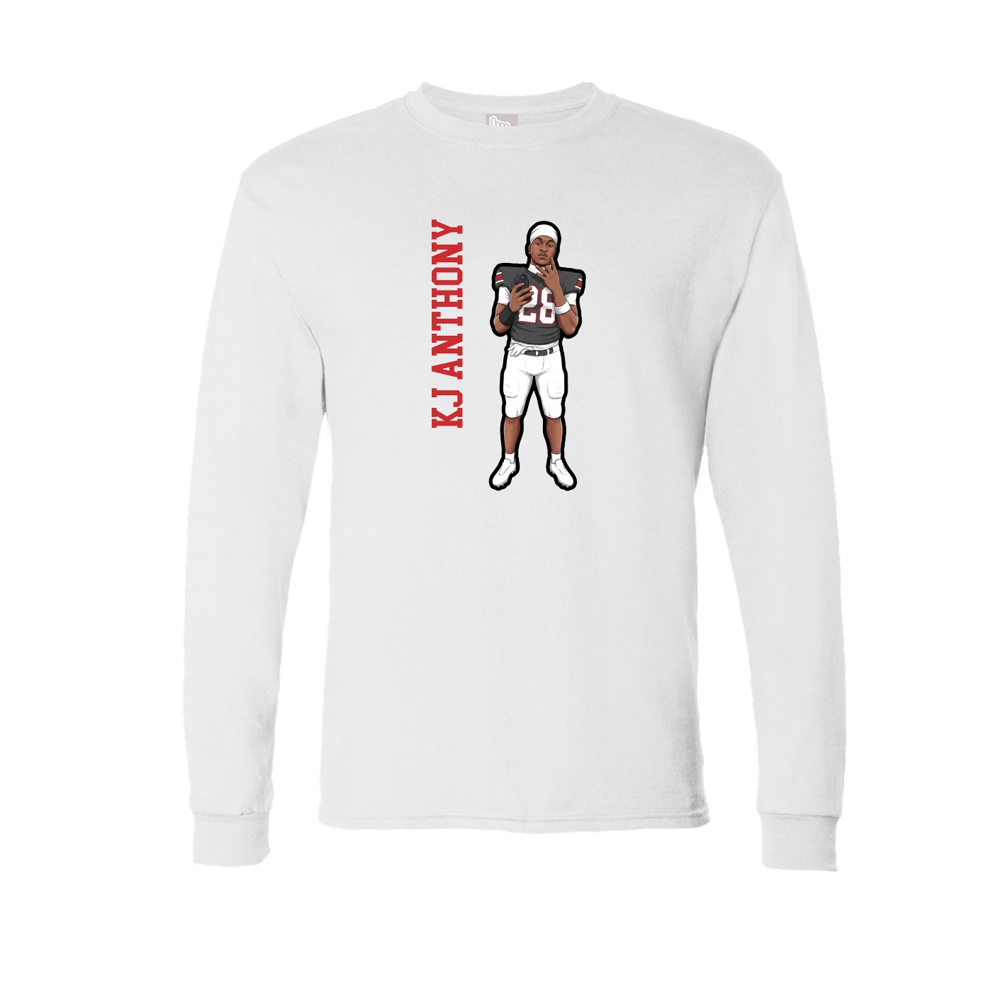 Long Sleeve Tee — Name Vertical in White