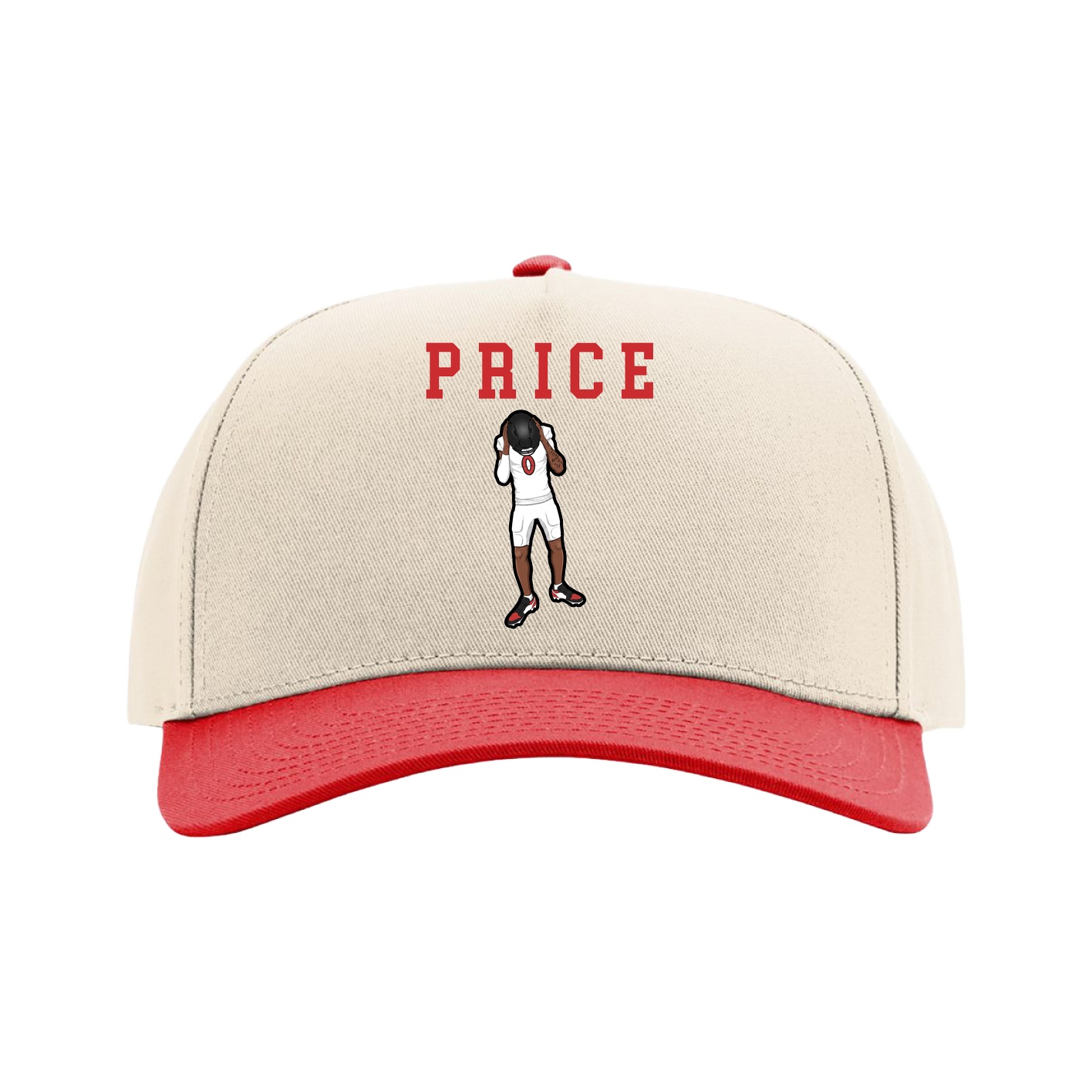 Full Fabric Five-Panel Champ Cap — Shirsey in Cream/Red