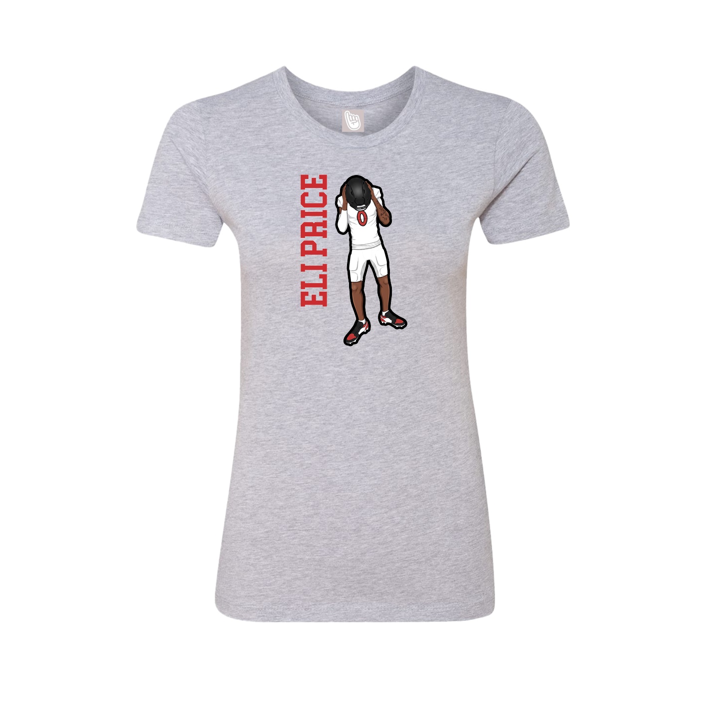 Fitted Women's Tee — Name Vertical in Grey