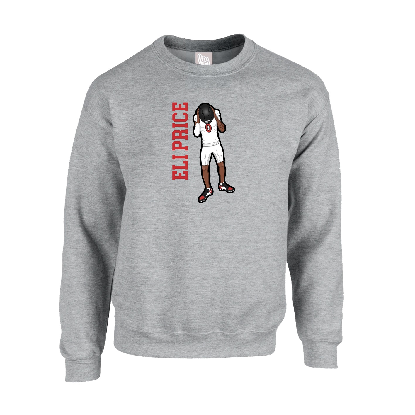 Fleece Crew — Name Vertical in Grey