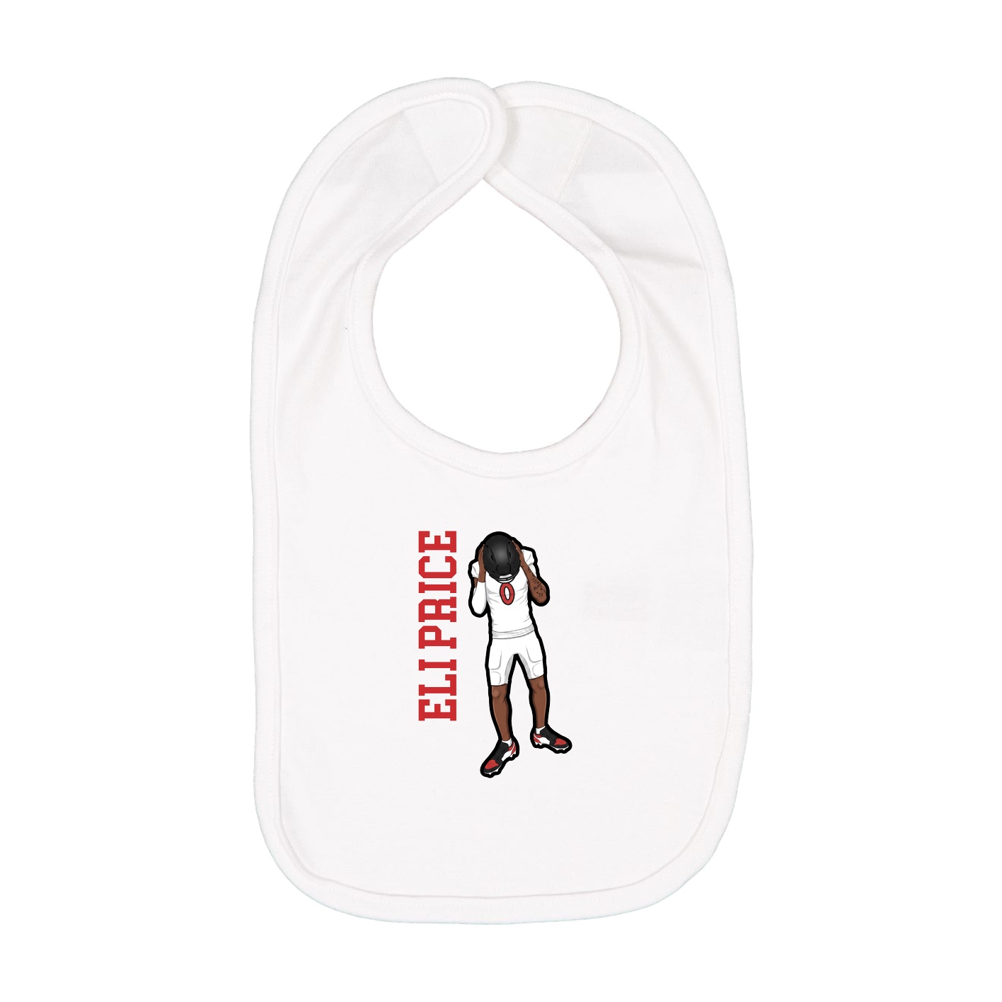 Infant Bib — Name Vertical in White