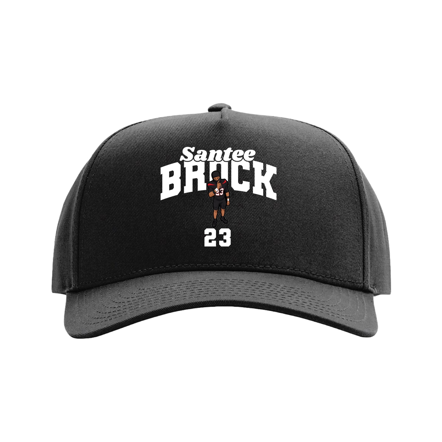 Full Fabric Five-Panel Champ Cap — Signature Arch in Black