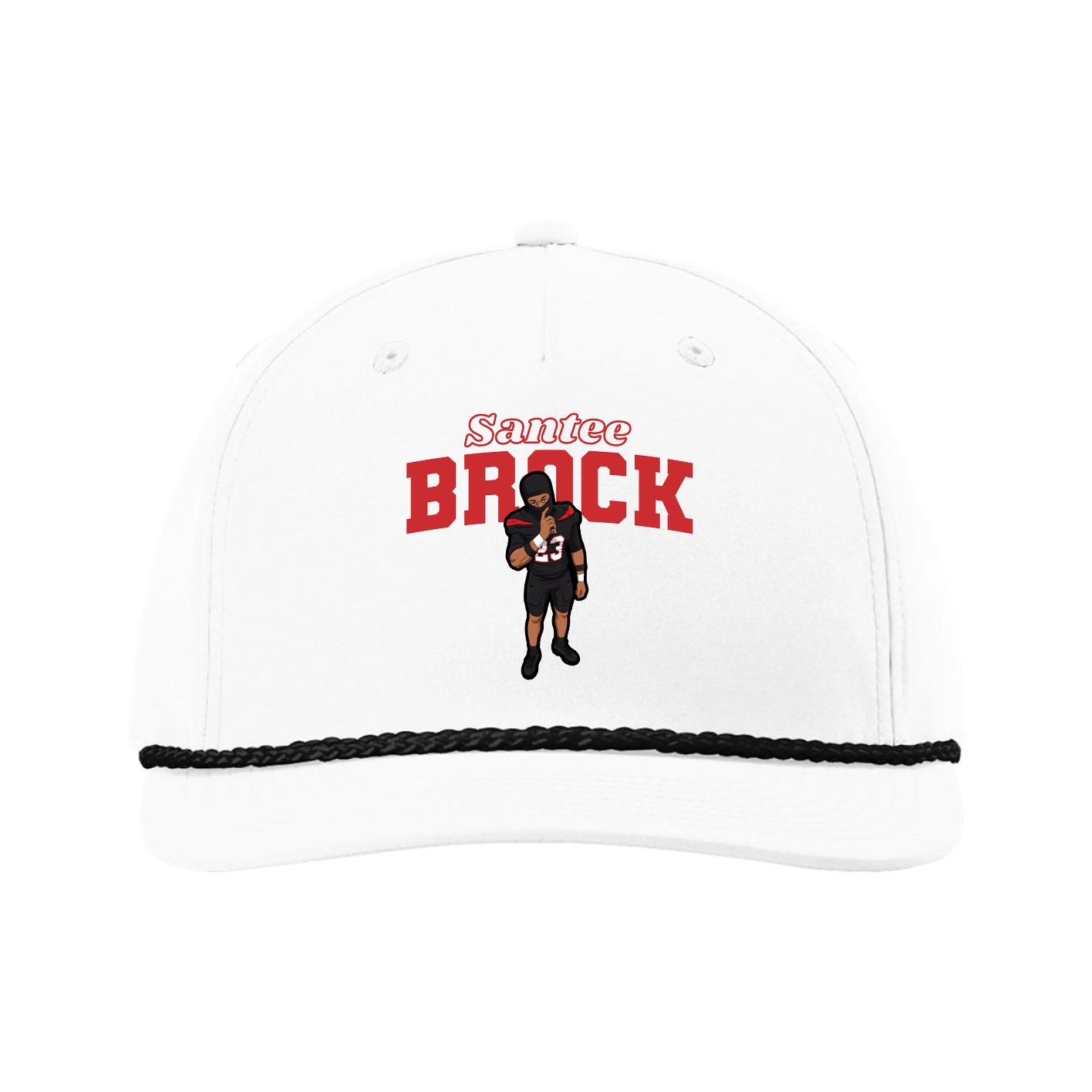 Five-Panel Classic Rope Cap — Name Arch in White