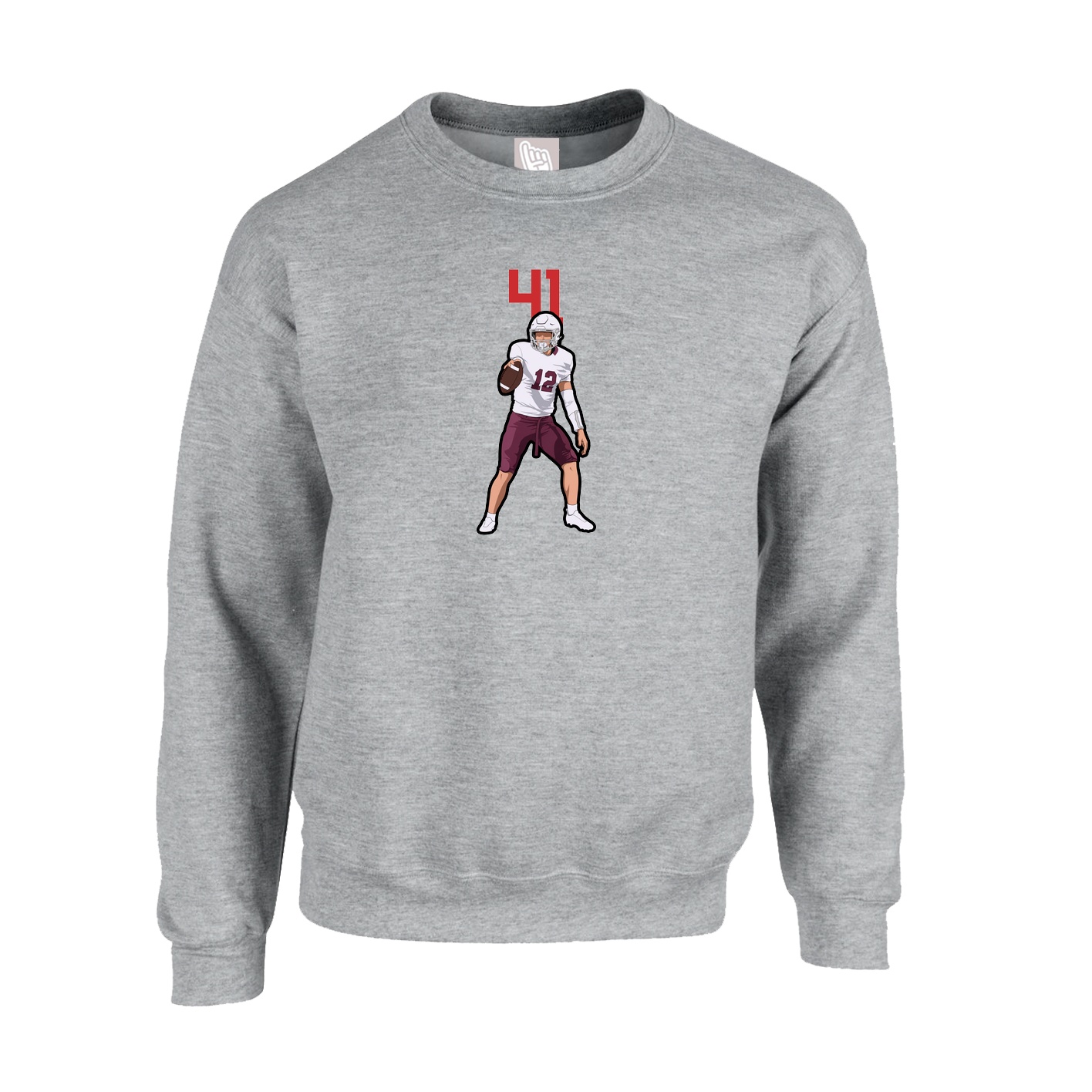 Fleece Crew — Number Top in Grey