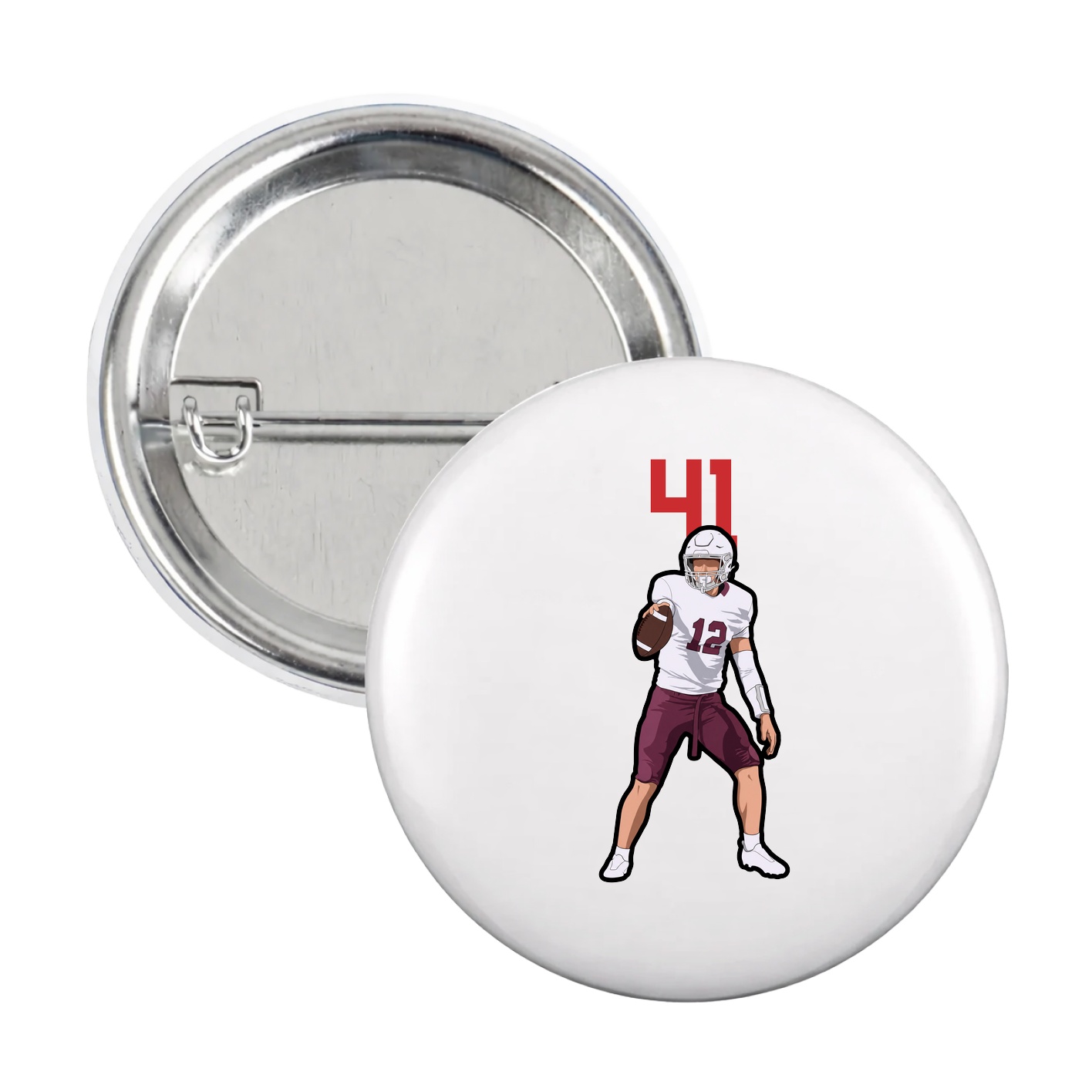 Game Day Button — Number Top in White