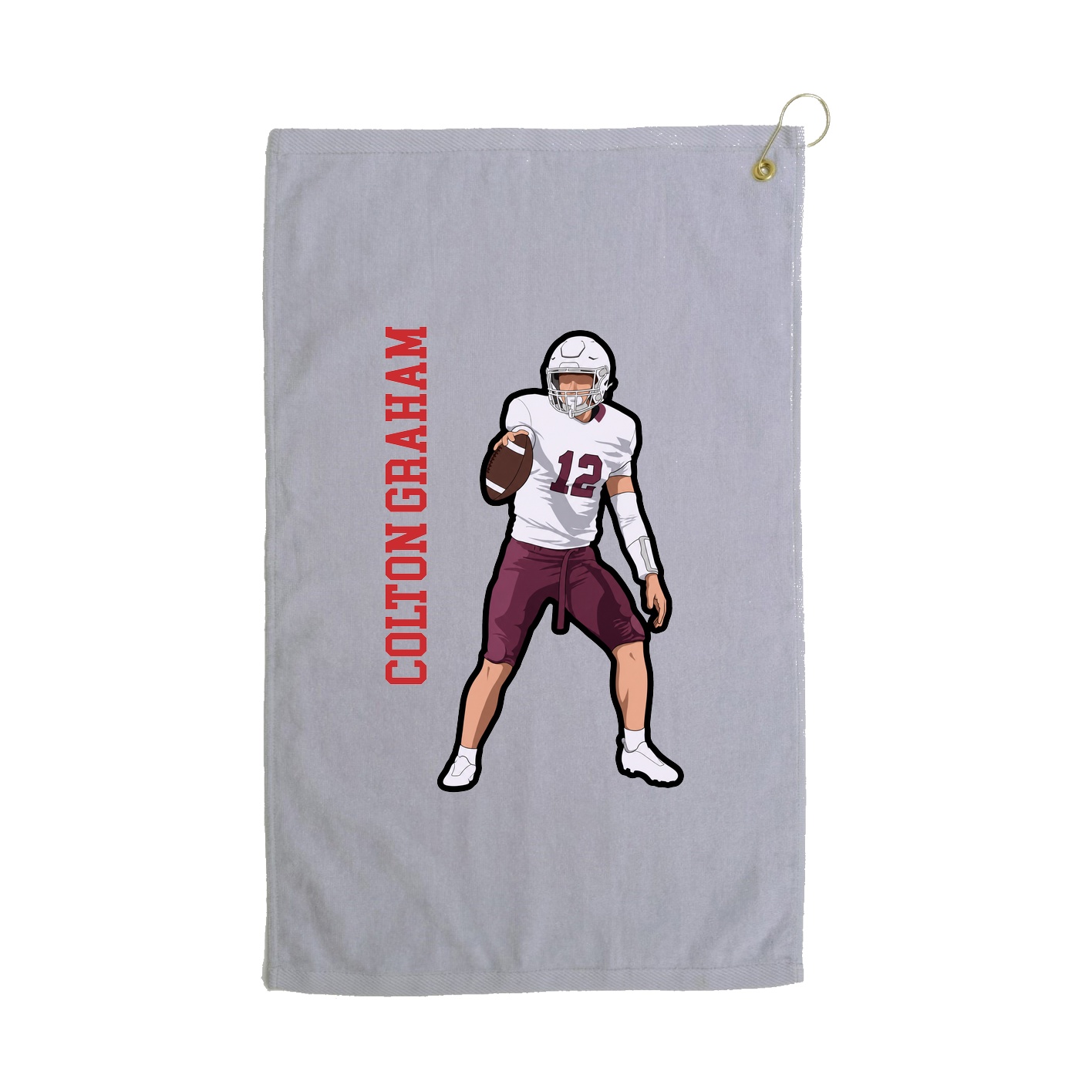 Golf Towel — Name Vertical in Grey