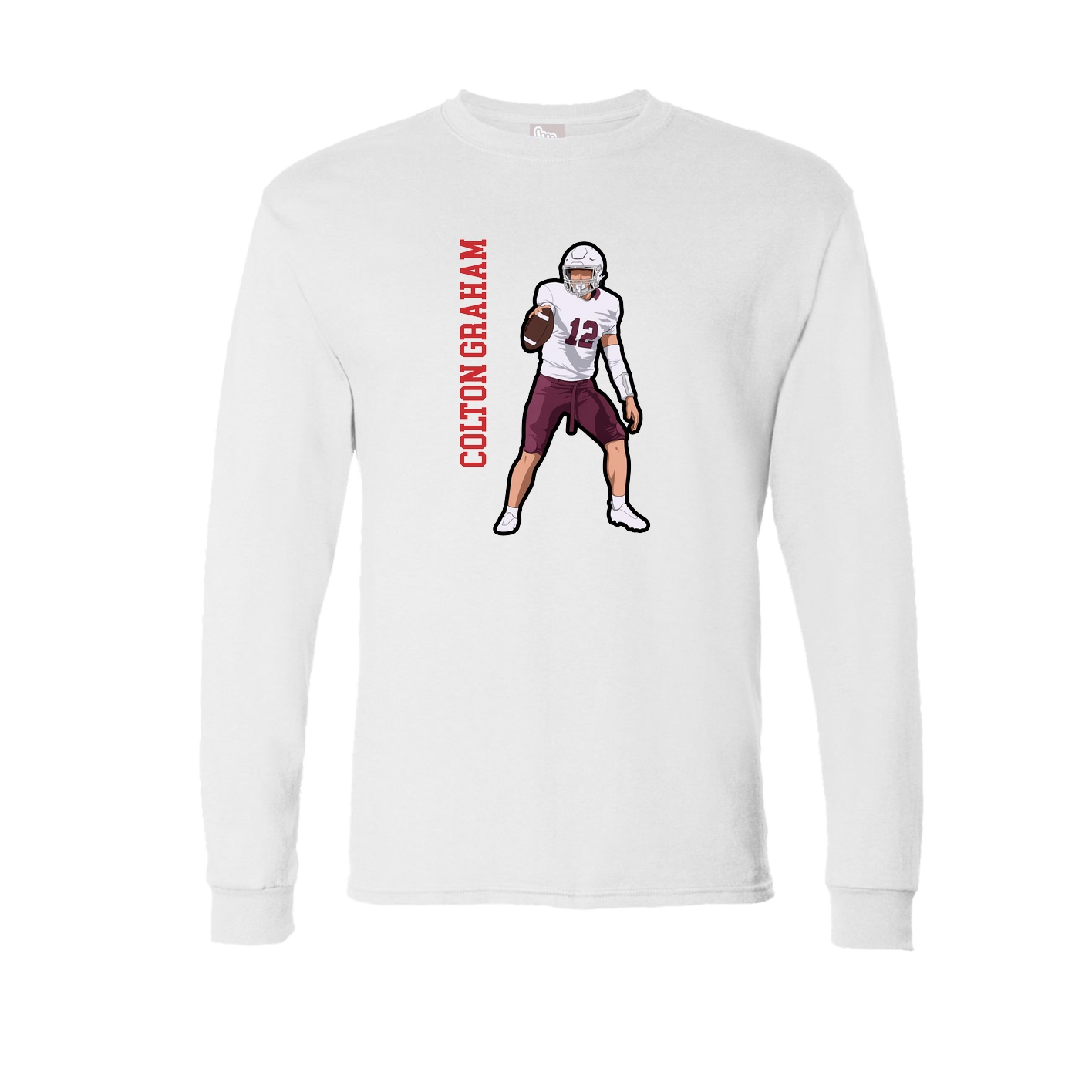Long Sleeve Tee — Name Vertical in White