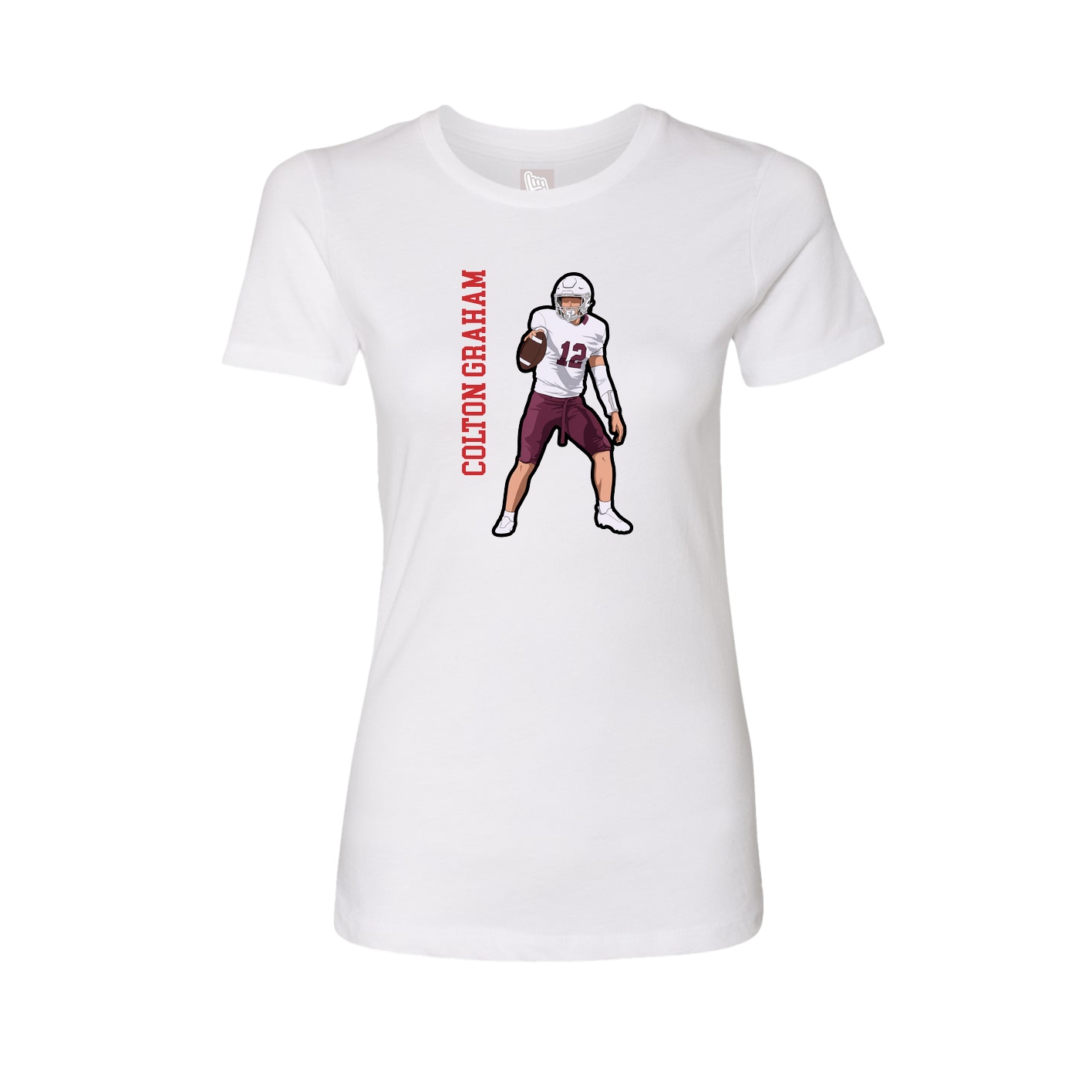 Fitted Women's Tee — Name Vertical in White