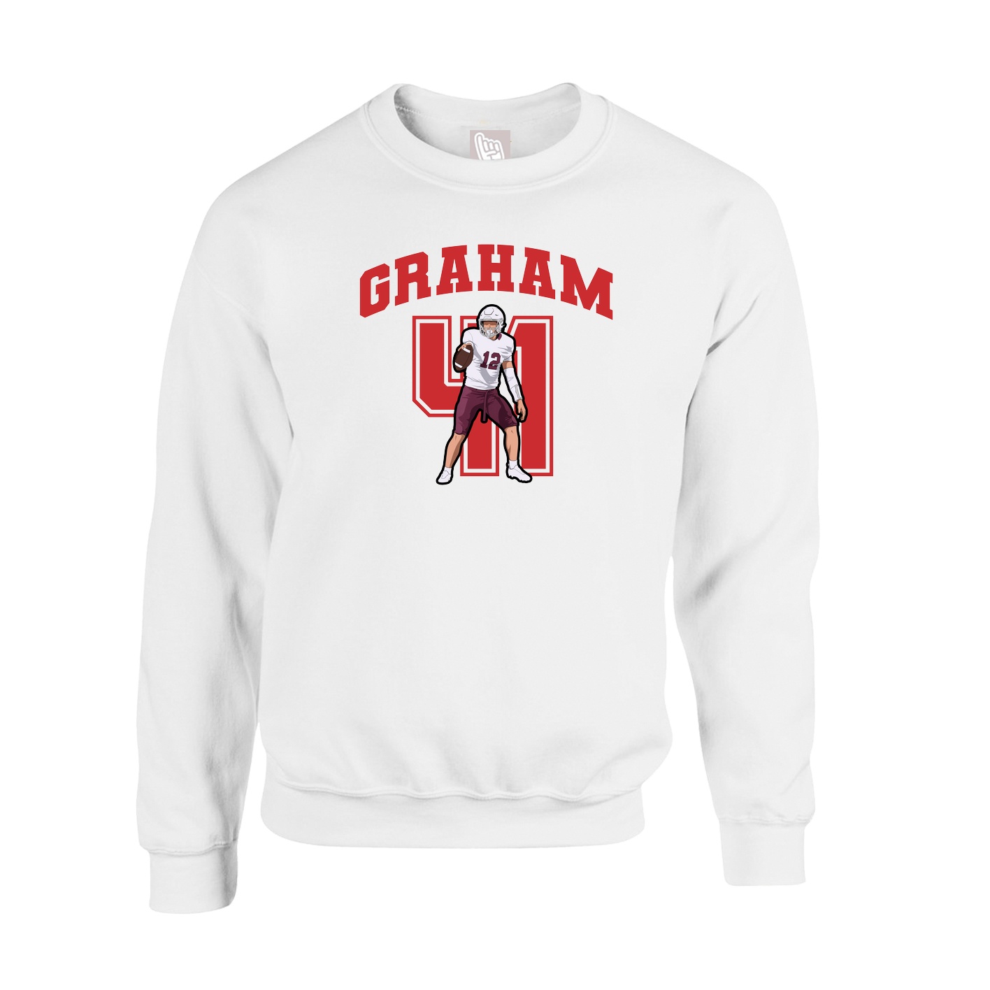 Fleece Crew — Number in White