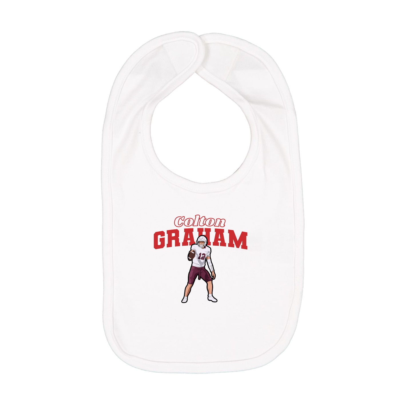 Infant Bib — Name Arch in White