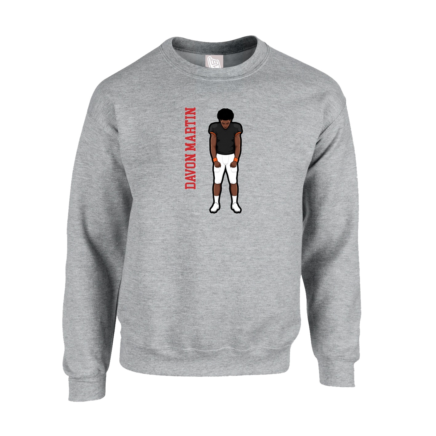 Fleece Crew — Name Vertical in Grey