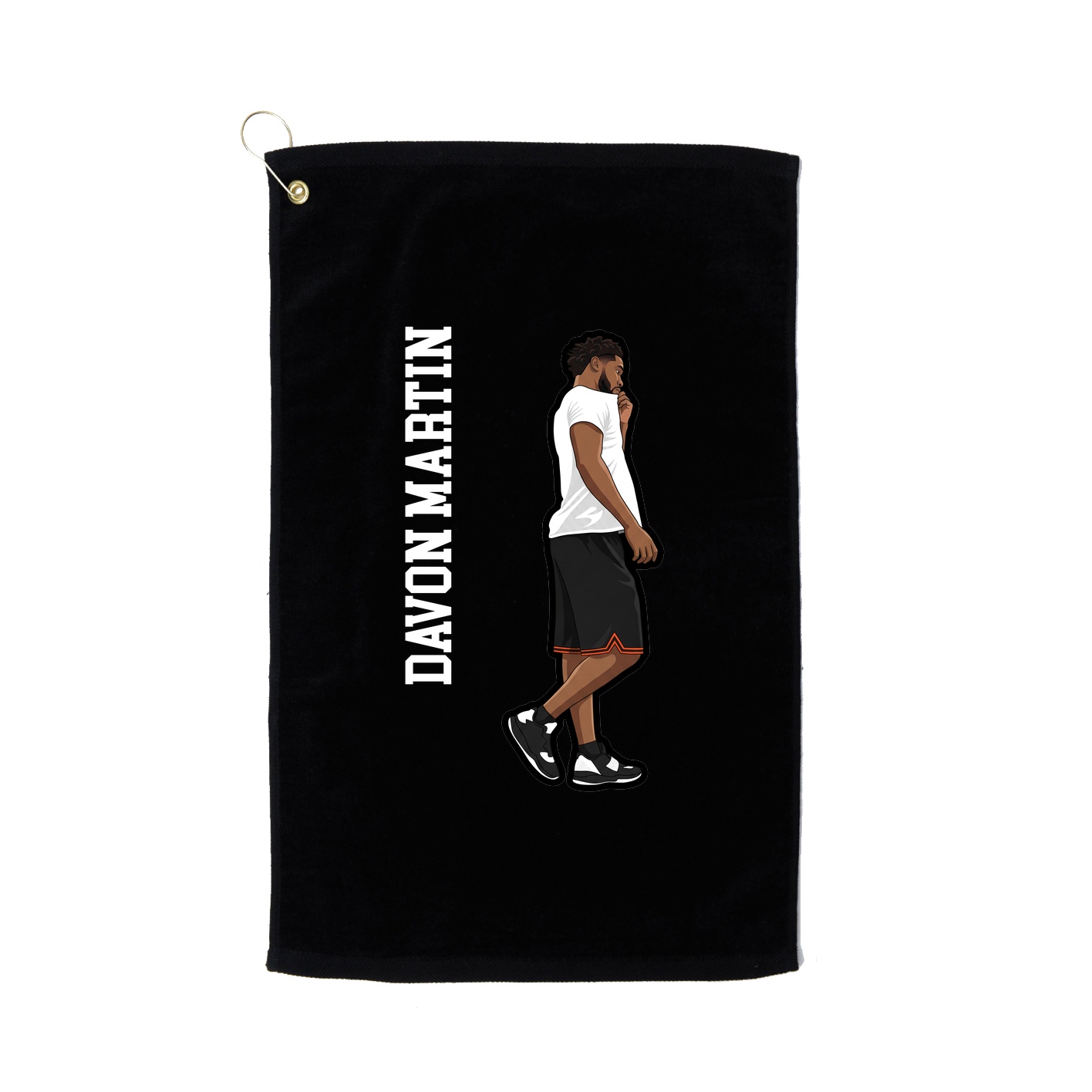 Golf Towel — Name Vertical in Black