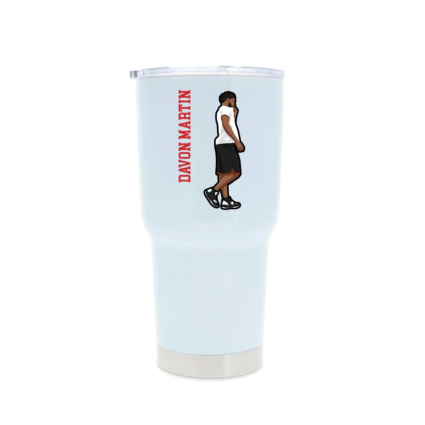 30oz Stainless Steel Tumbler — Name Vertical in White