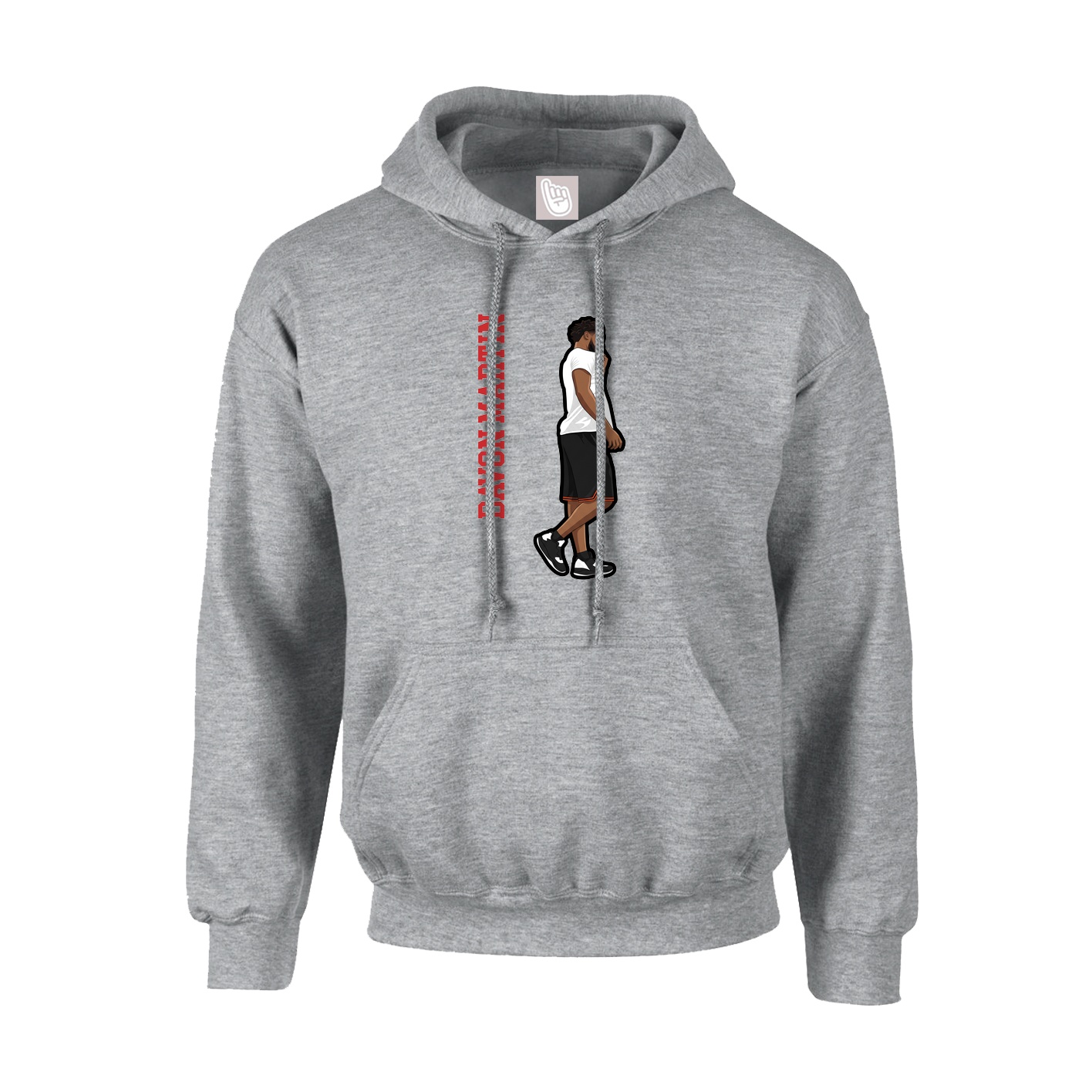 Youth Hoodie — Name Vertical in Grey