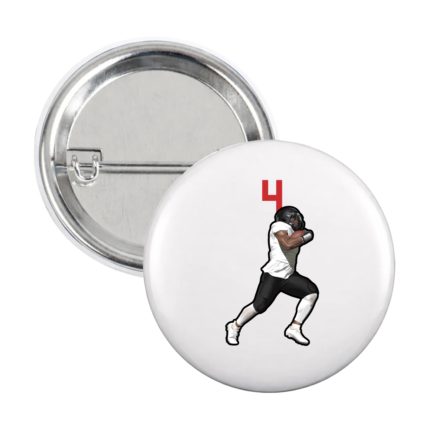 Game Day Button — Number Top in White