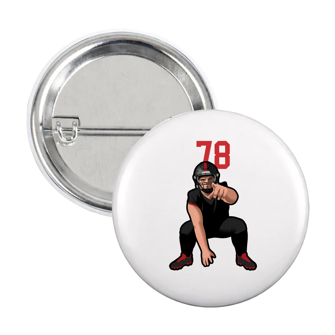 Game Day Button — Number Top in White