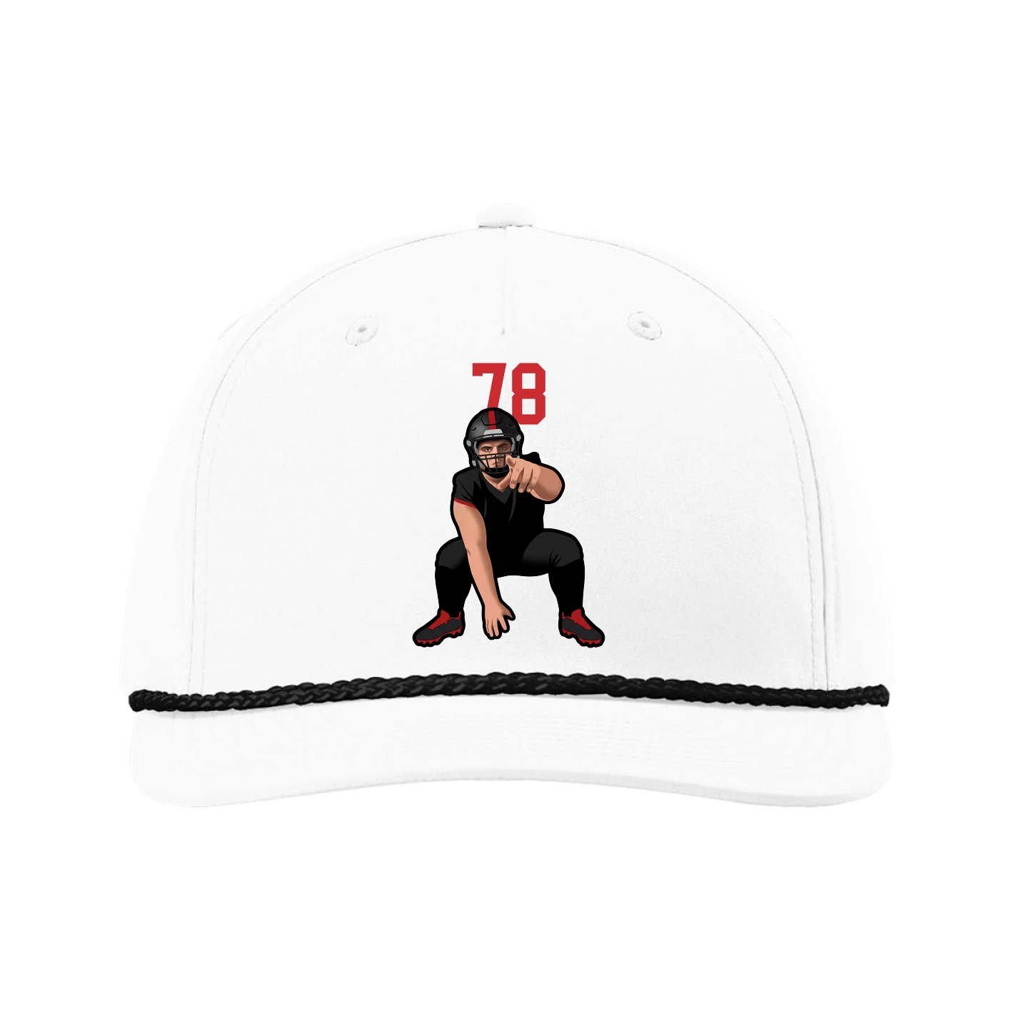 Five-Panel Classic Rope Cap — Number Top in White
