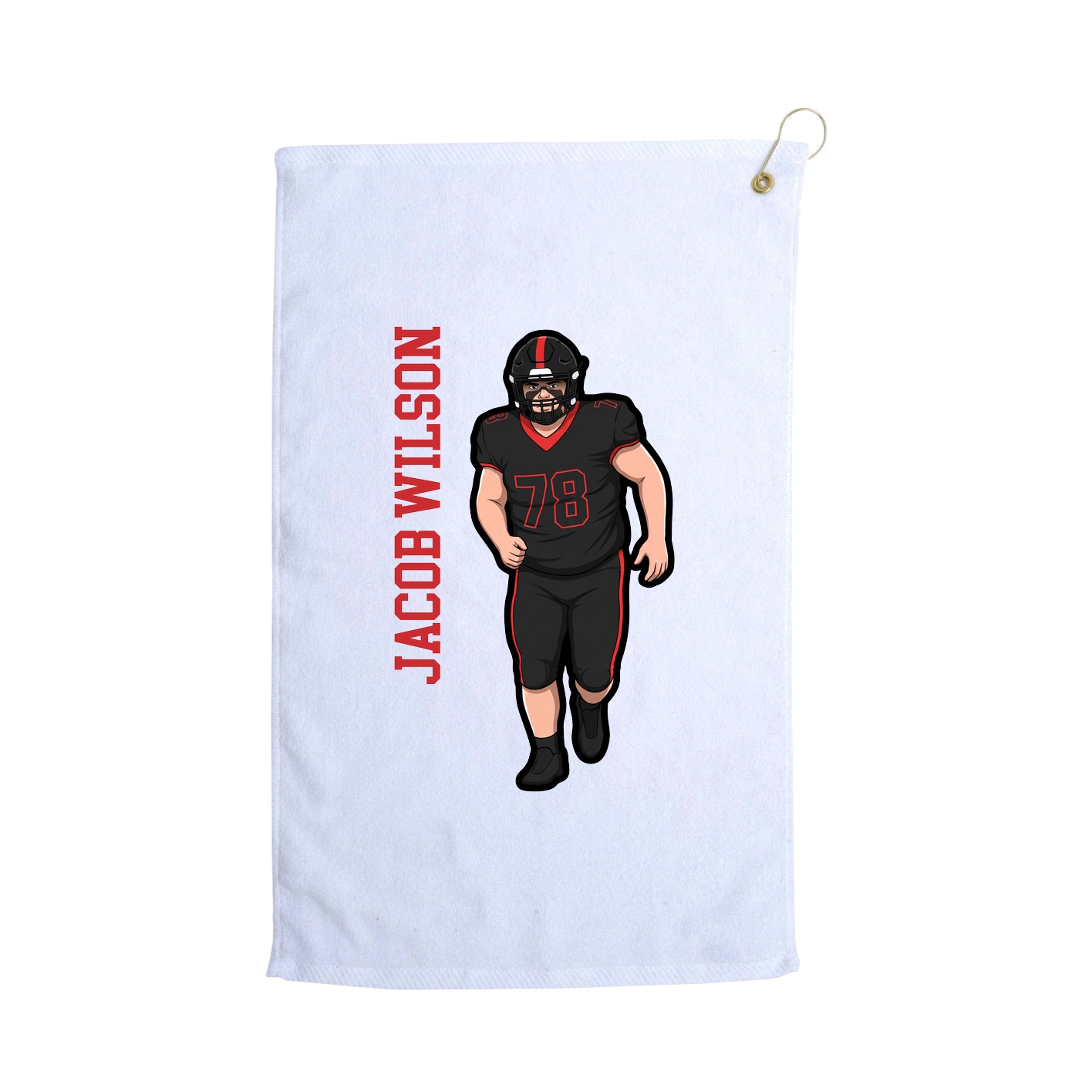 Golf Towel — Name Vertical in White