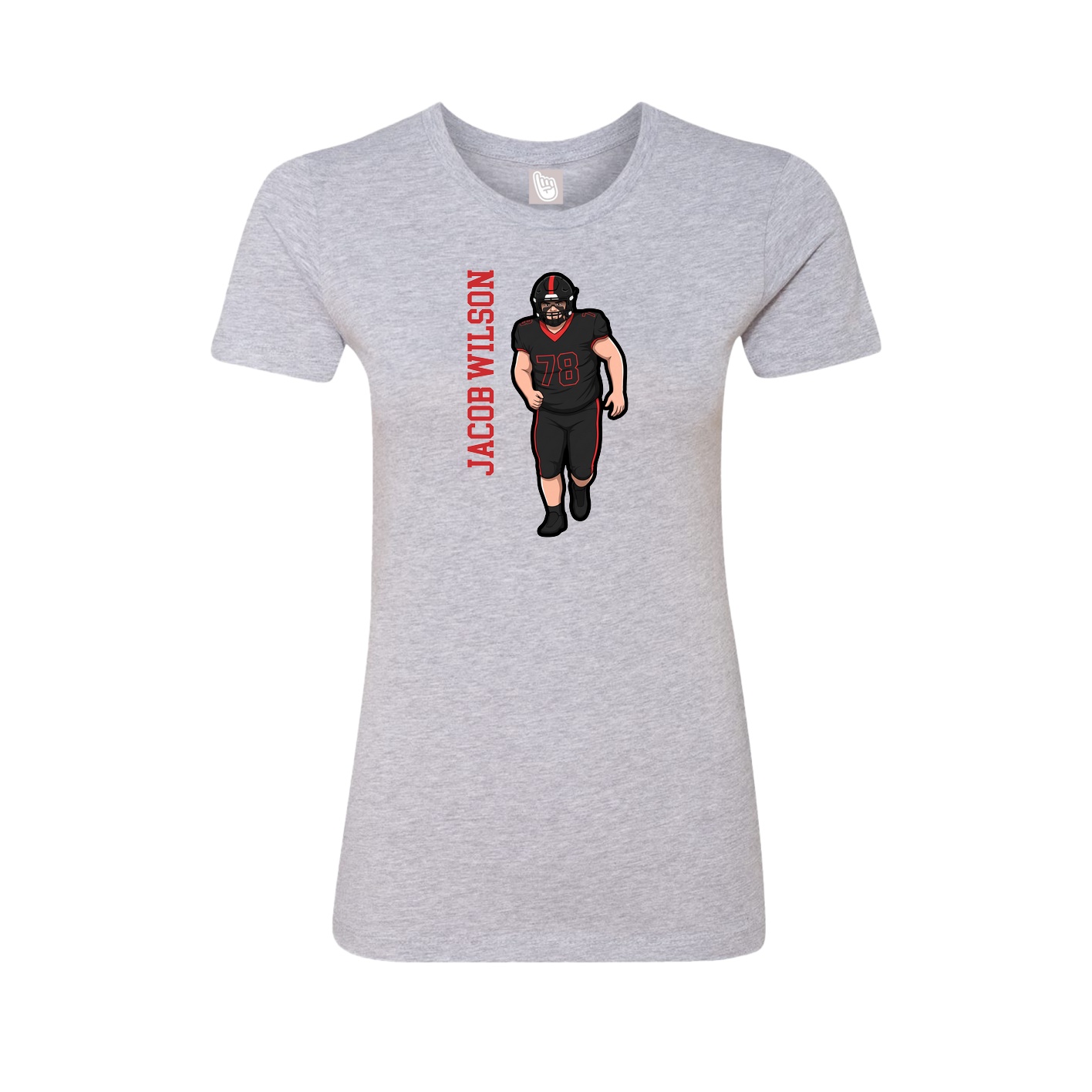 Fitted Women's Tee — Name Vertical in Grey