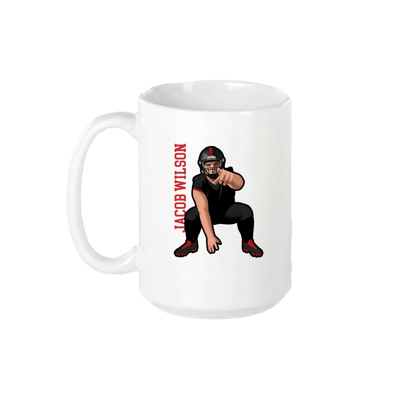 15oz Coffee Mug — Name Vertical in White