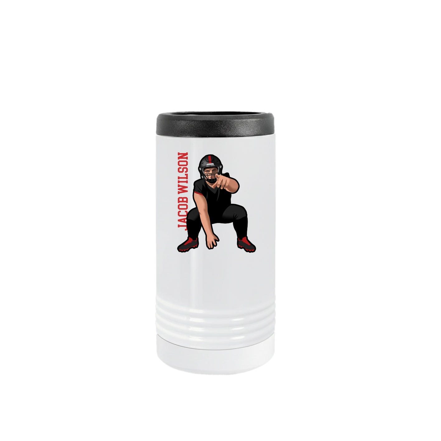 Slim Beverage Holder — Name Vertical in White