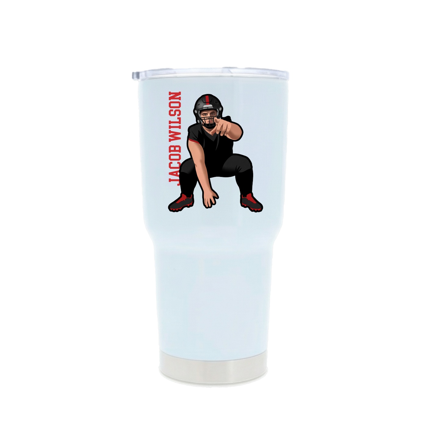 30oz Stainless Steel Tumbler — Name Vertical in White