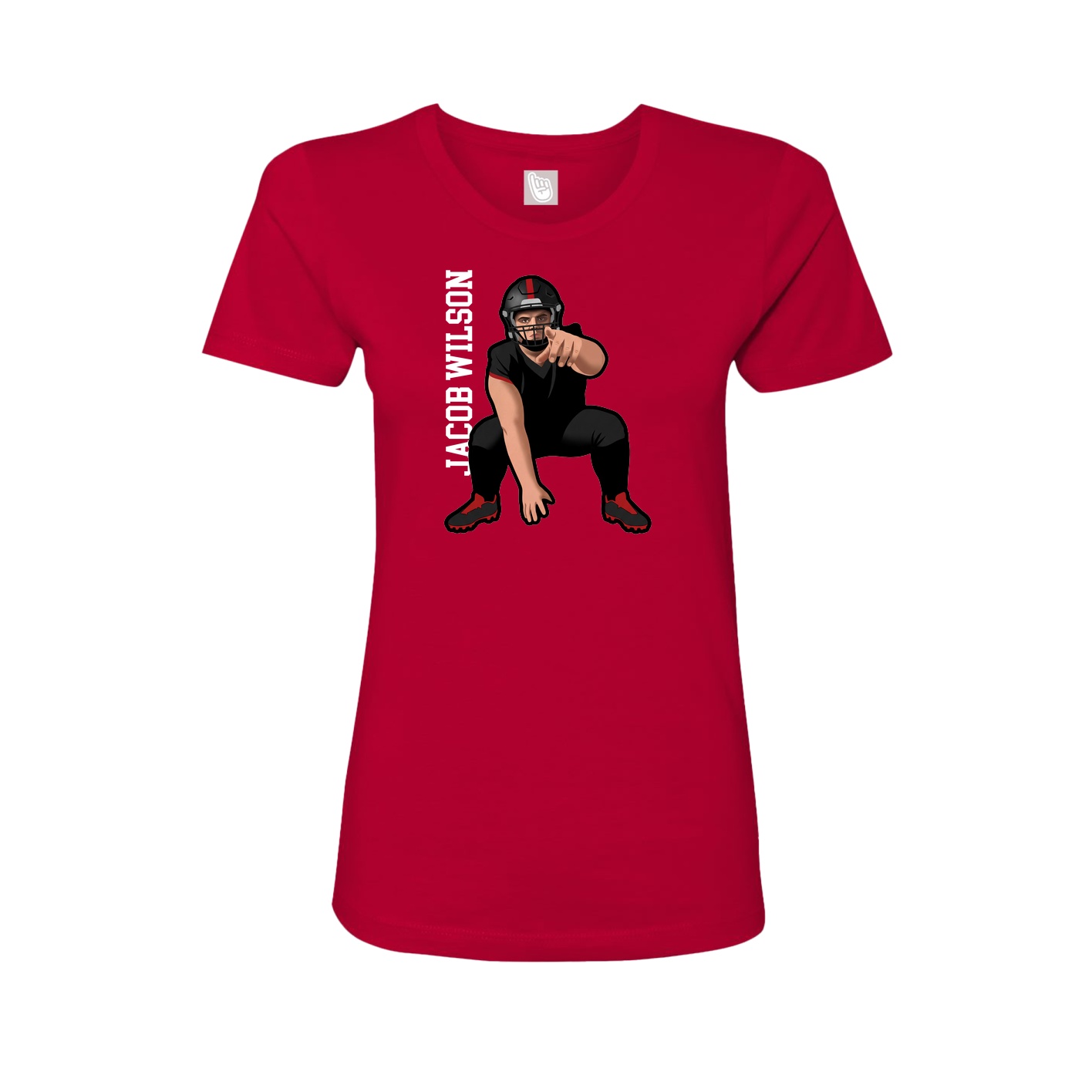 Fitted Women's Tee — Name Vertical in Red