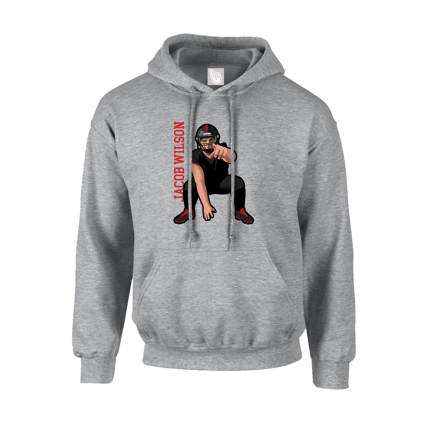 Hoodie — Name Vertical in Grey