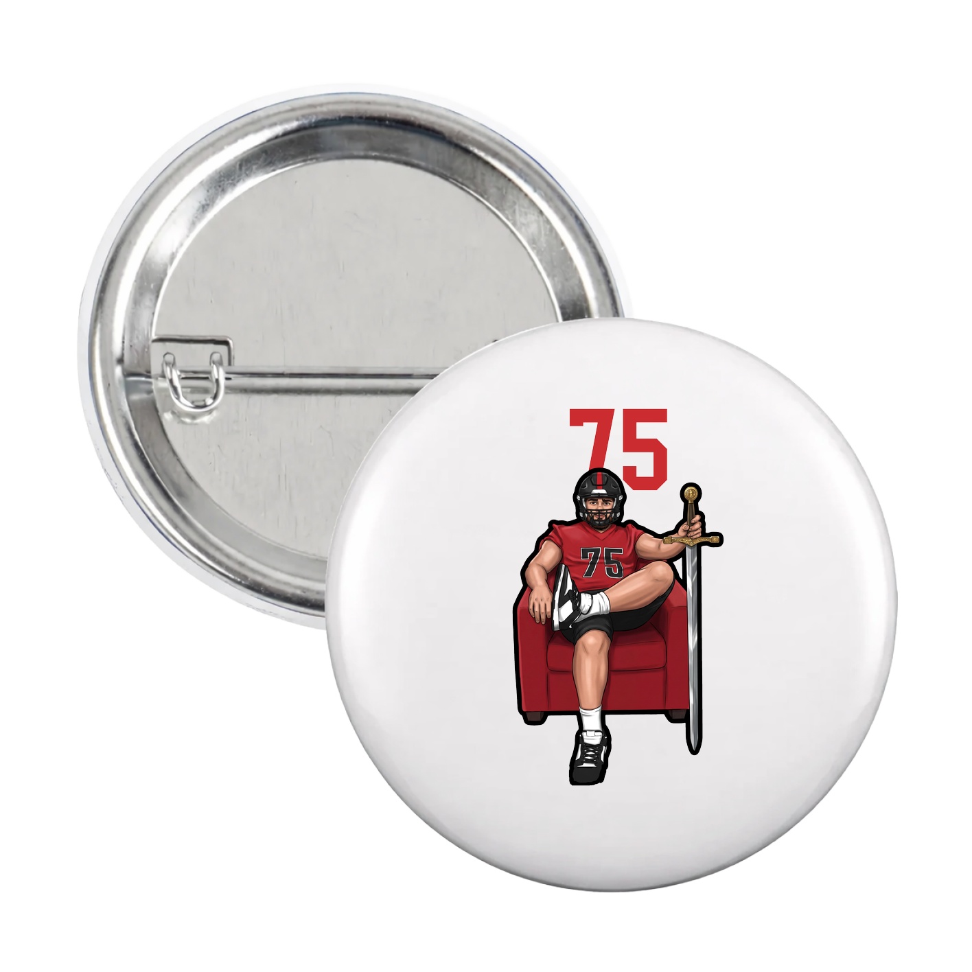 Game Day Button — Number Top in White