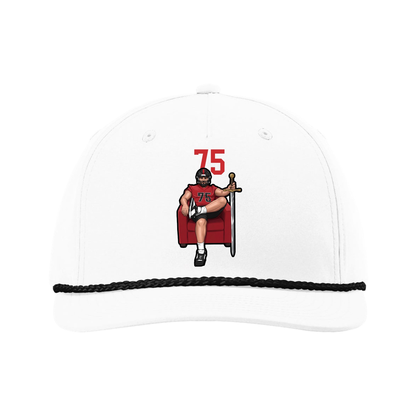 Five-Panel Classic Rope Cap — Number Top in White