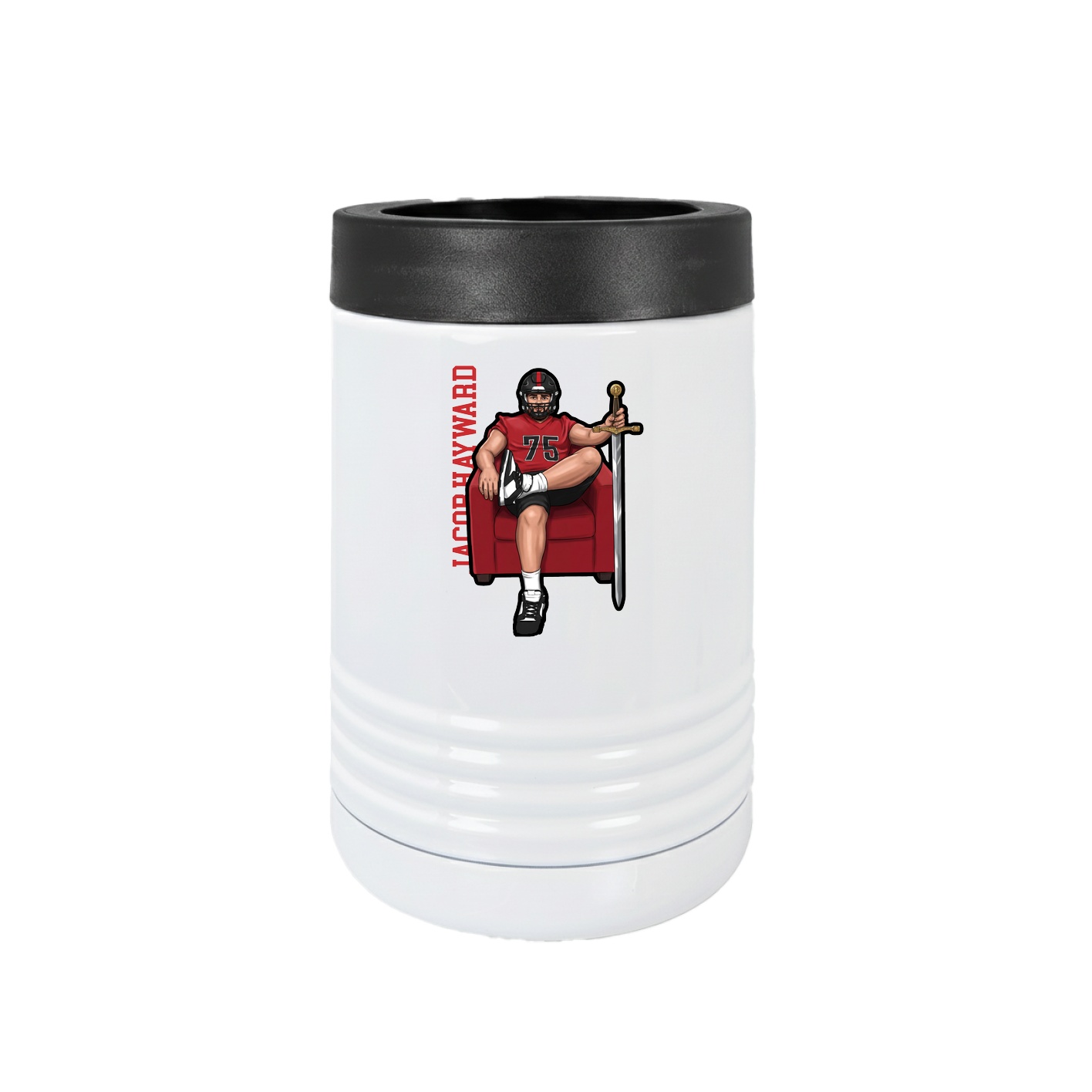 Beverage Holder — Name Vertical in White