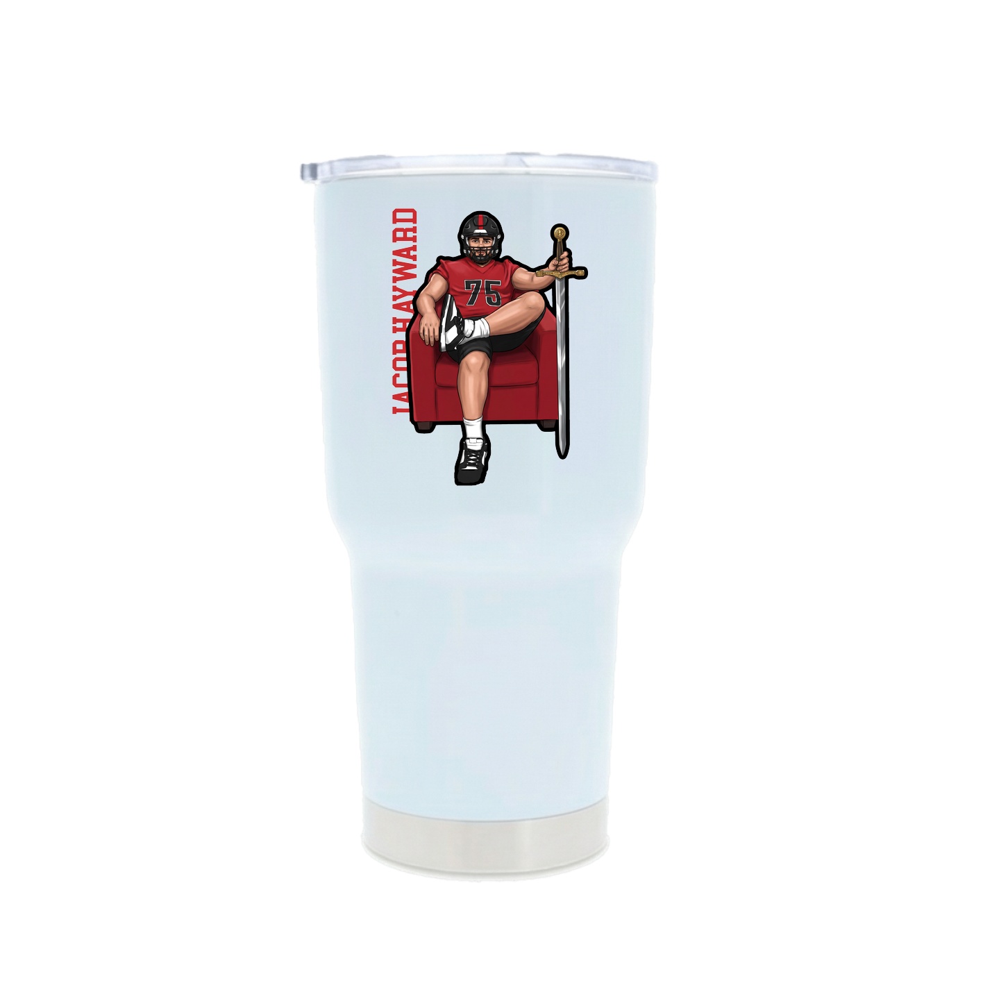 30oz Stainless Steel Tumbler — Name Vertical in White