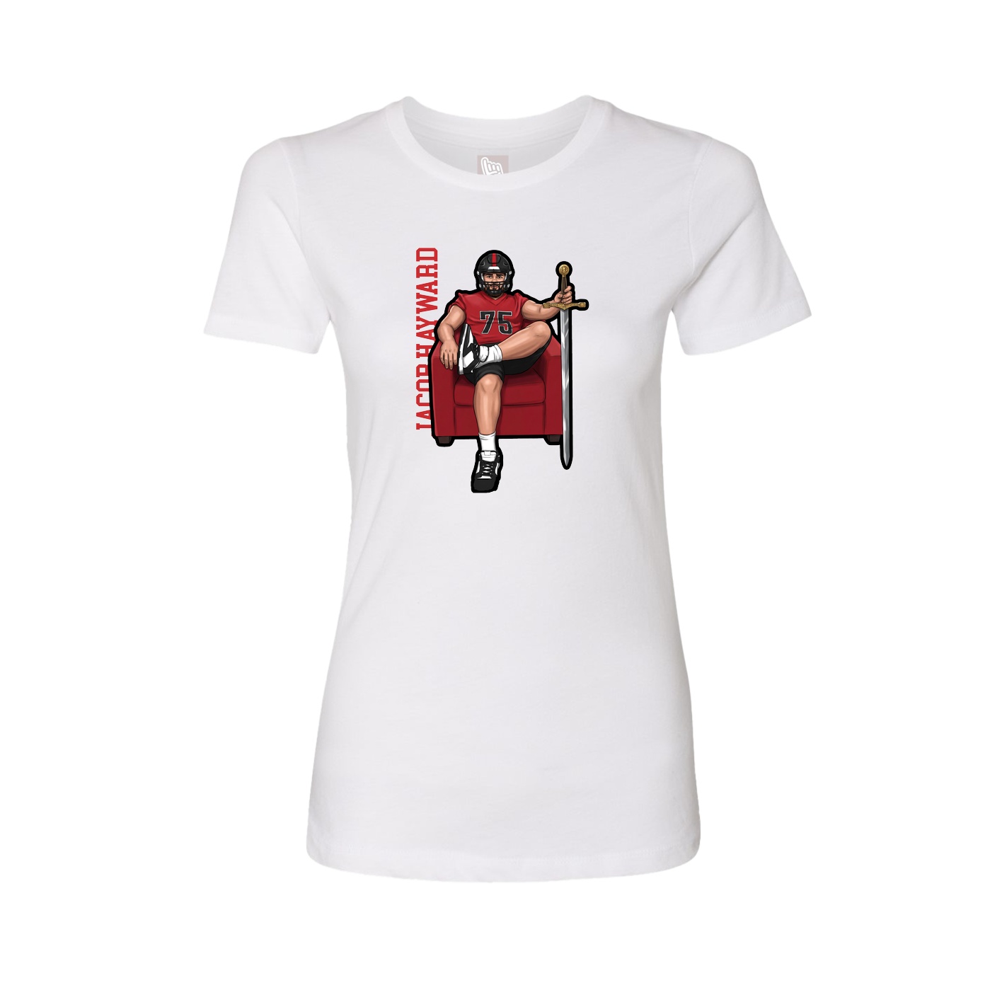 Womens Tee — Name Vertical in White