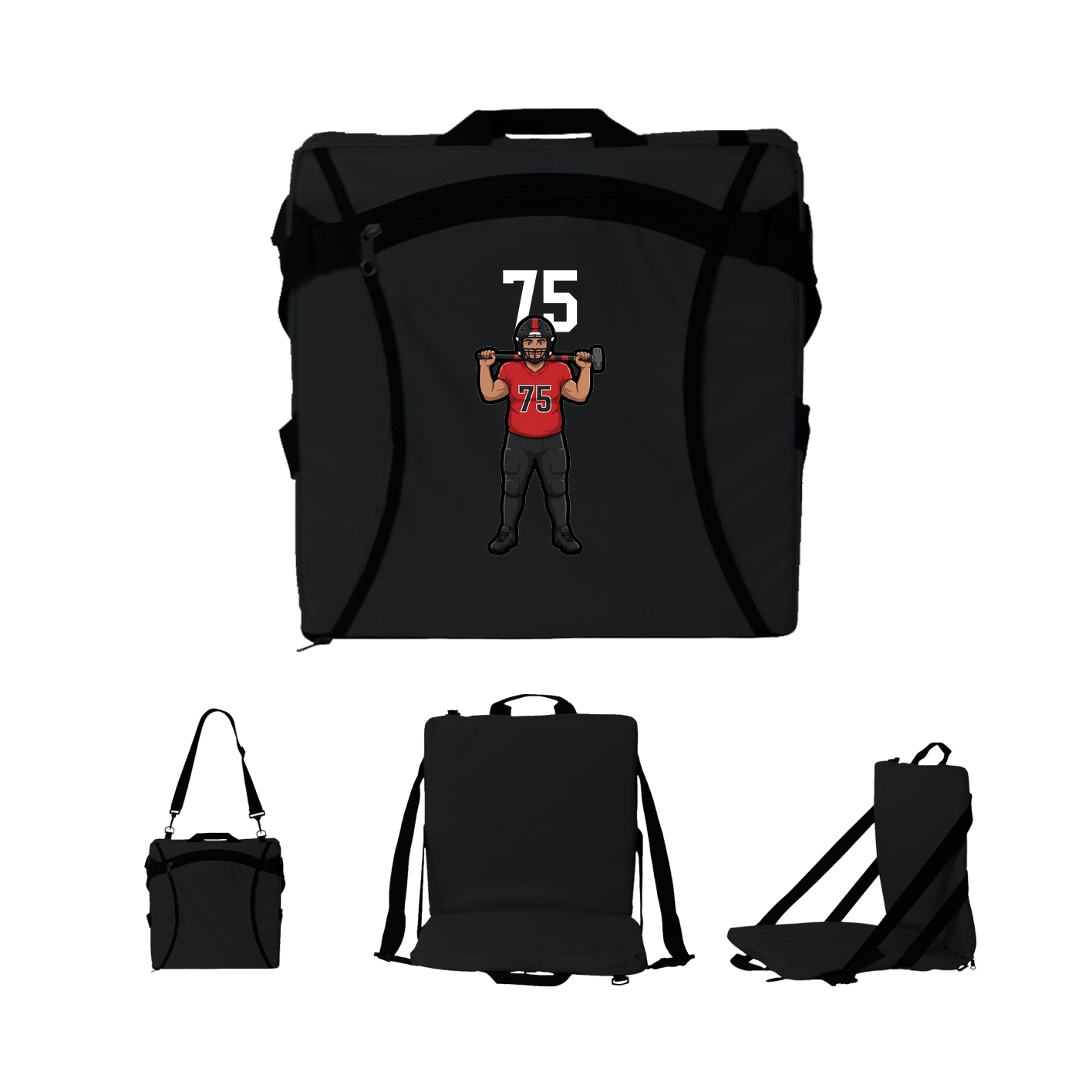 Folding Stadium Seat — Number Top in Black
