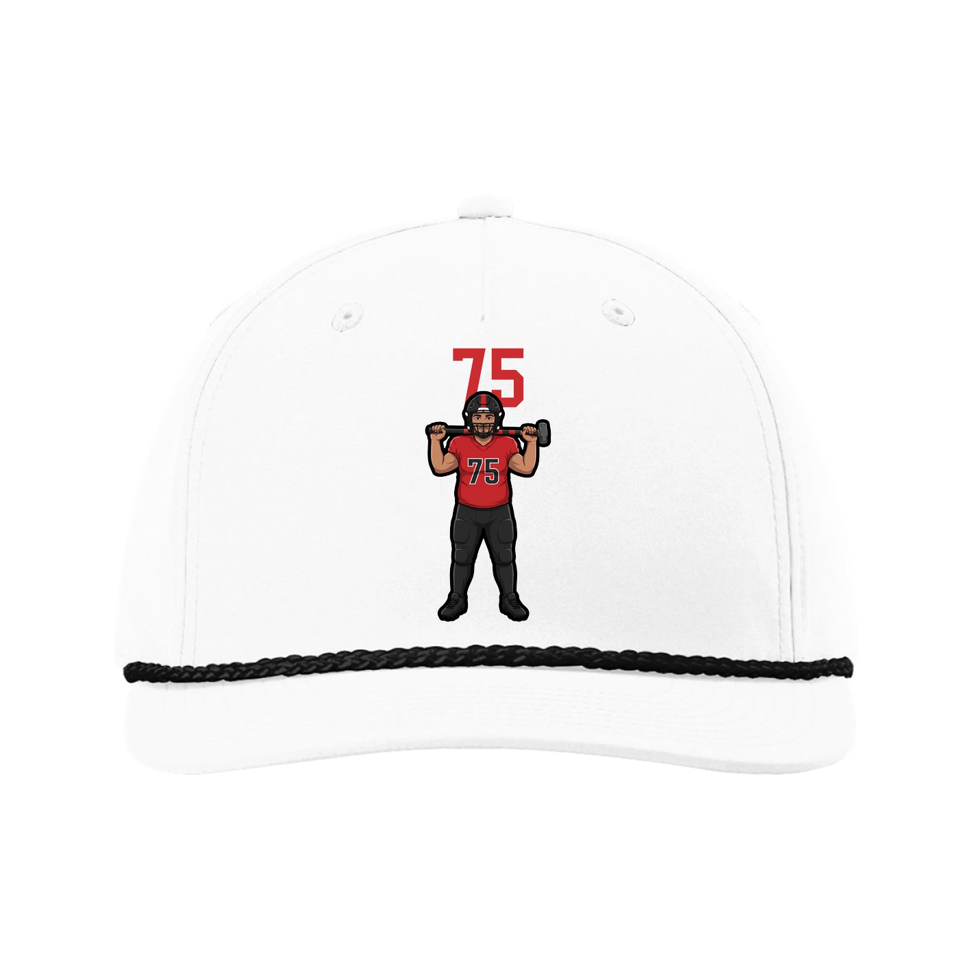 Five-Panel Classic Rope Cap — Number Top in White