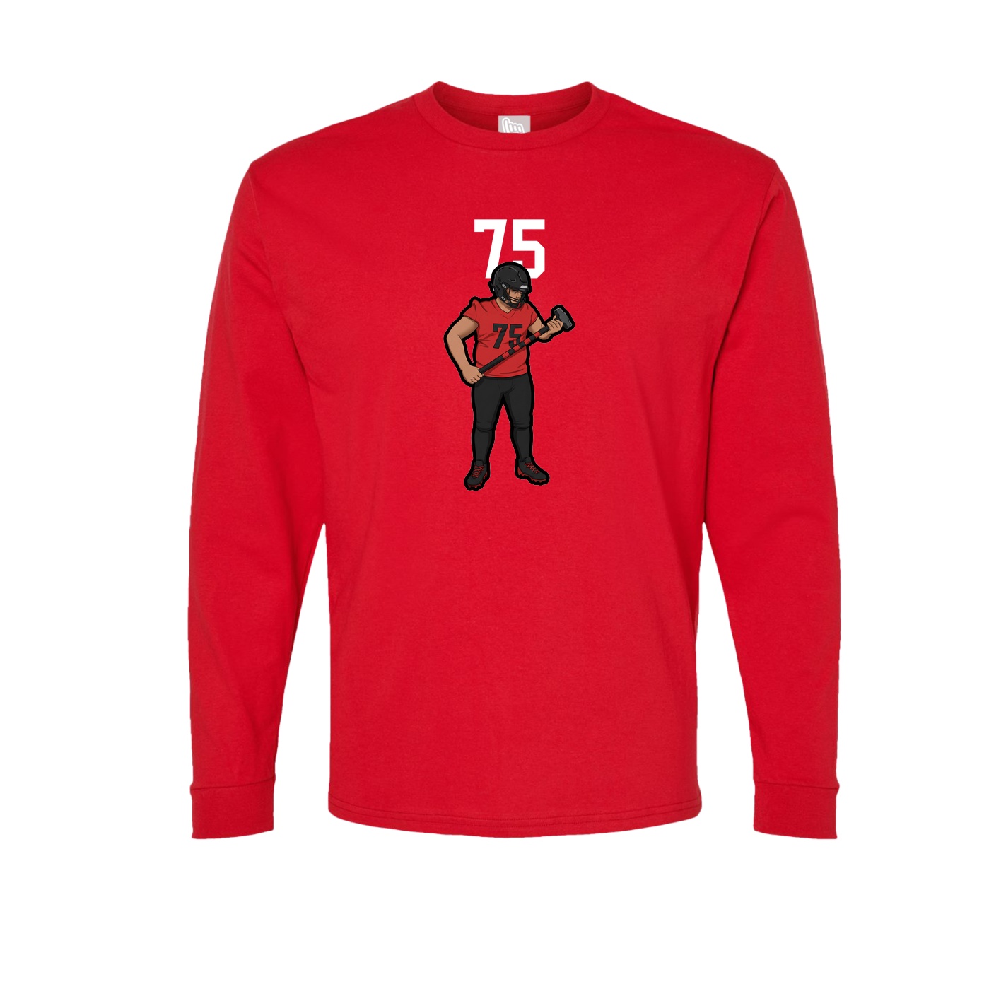Long Sleeve Tee — Number Top in Red