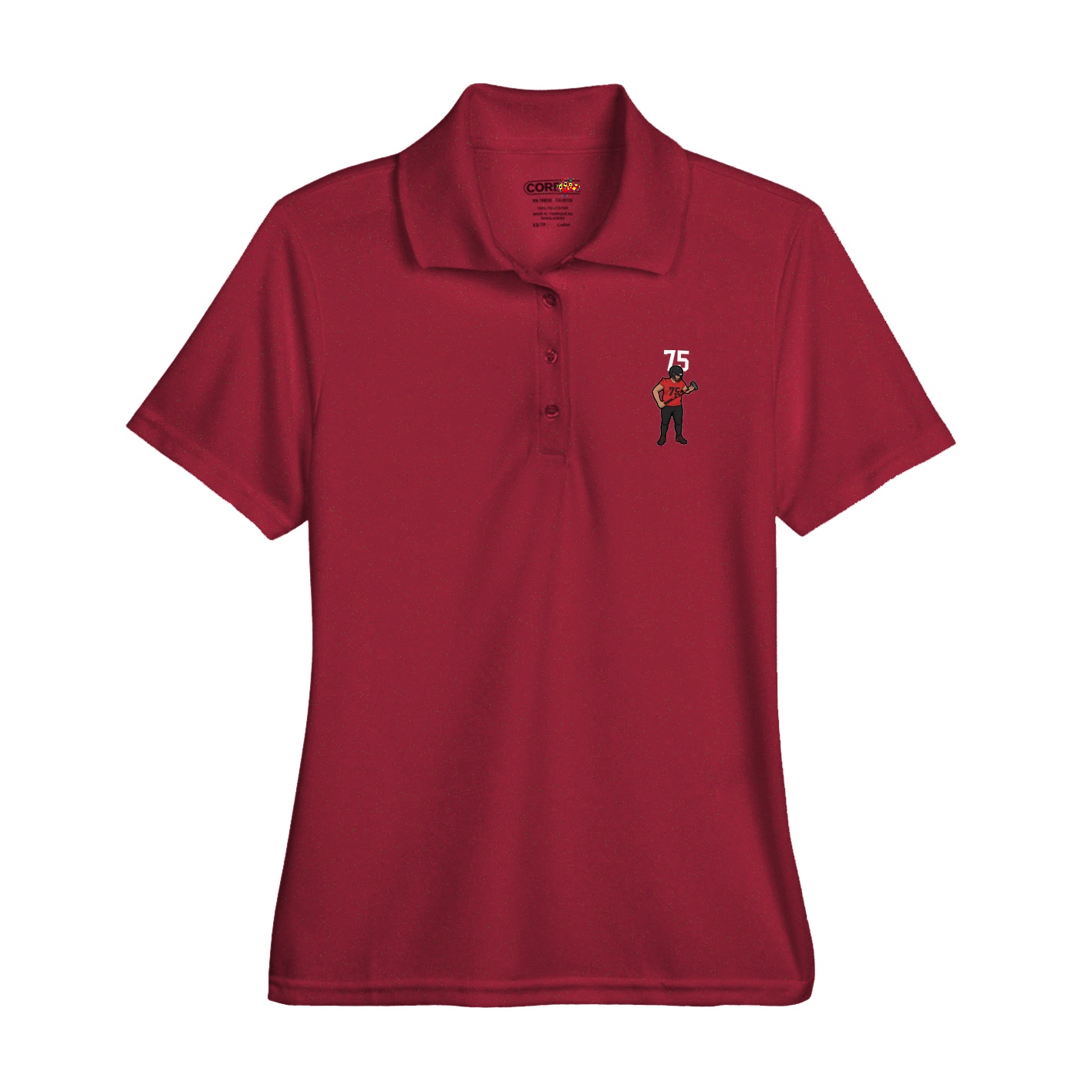 Womens Performance Polo — Number Top in Red