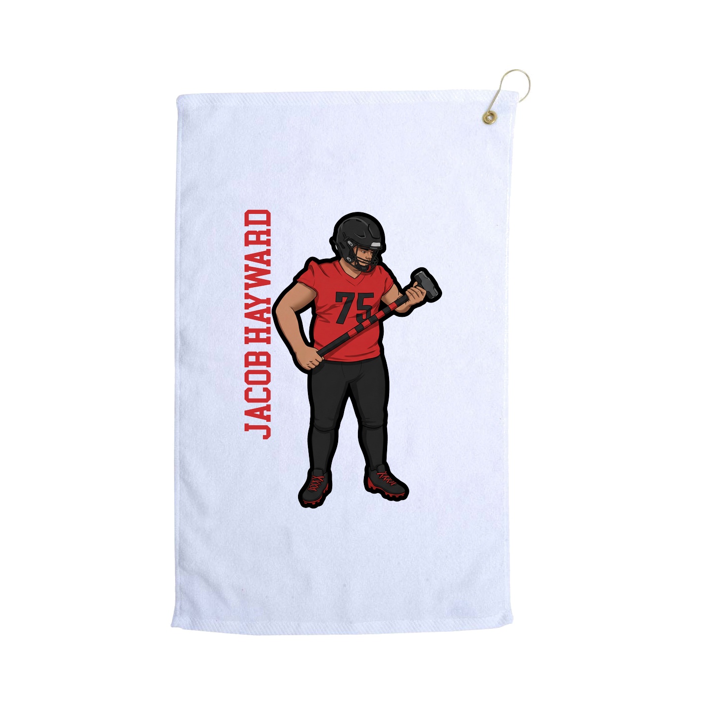Golf Towel — Name Vertical in White