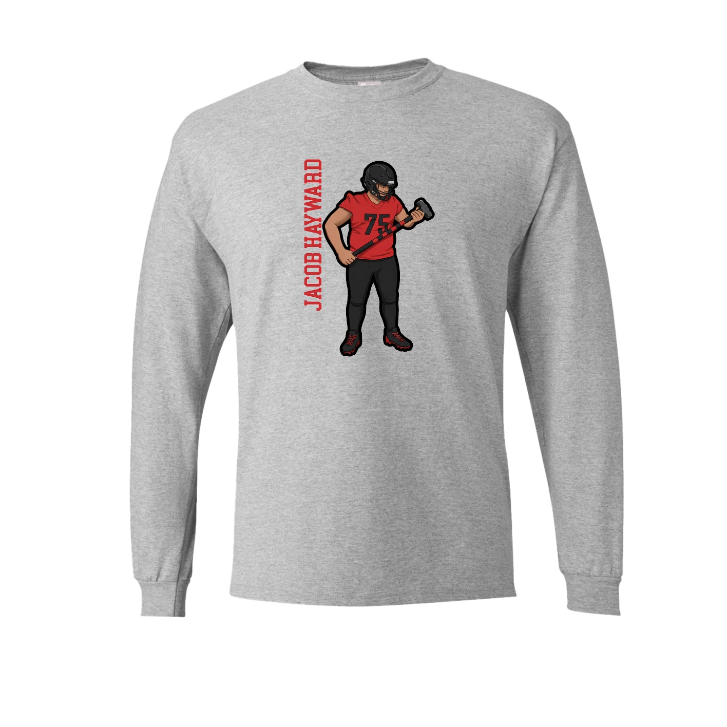 Long Sleeve Tee — Name Vertical in Grey
