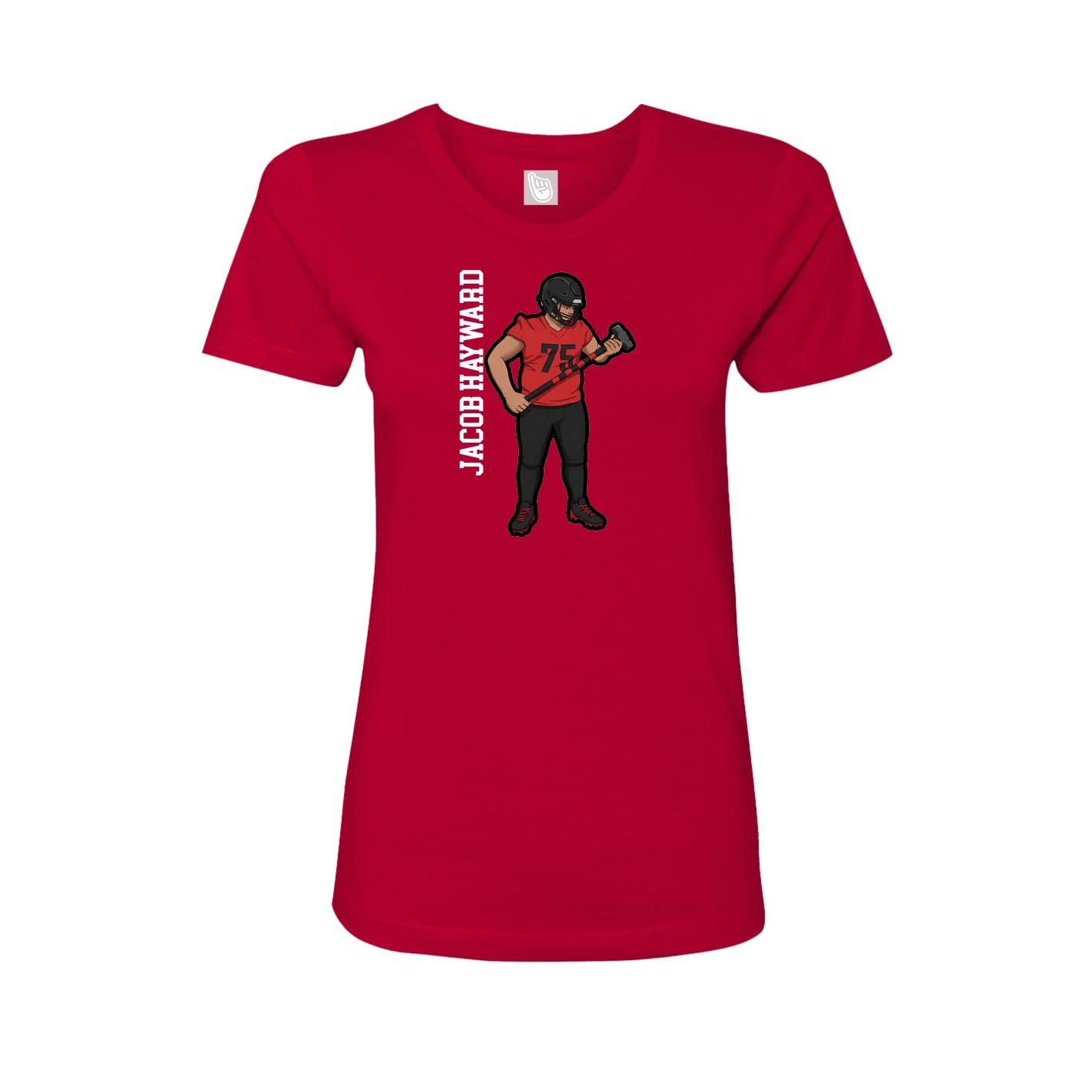 Fitted Women's Tee — Name Vertical in Red