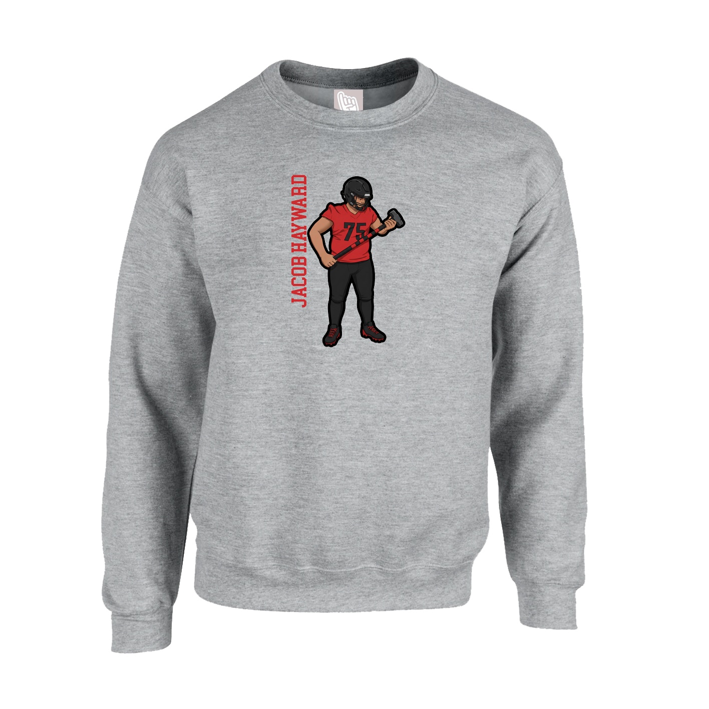 Fleece Crew — Name Vertical in Grey
