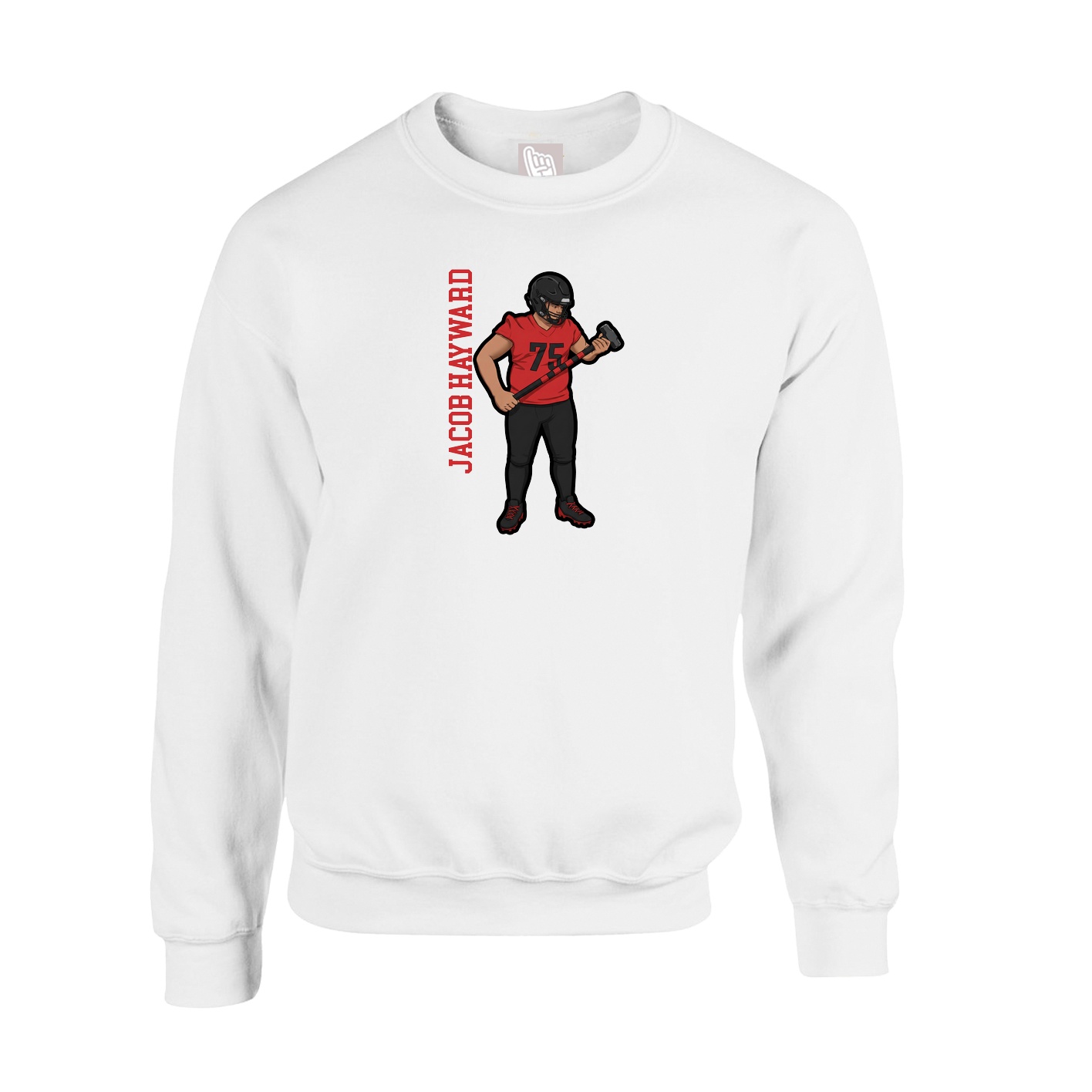 Fleece Crew — Name Vertical in White