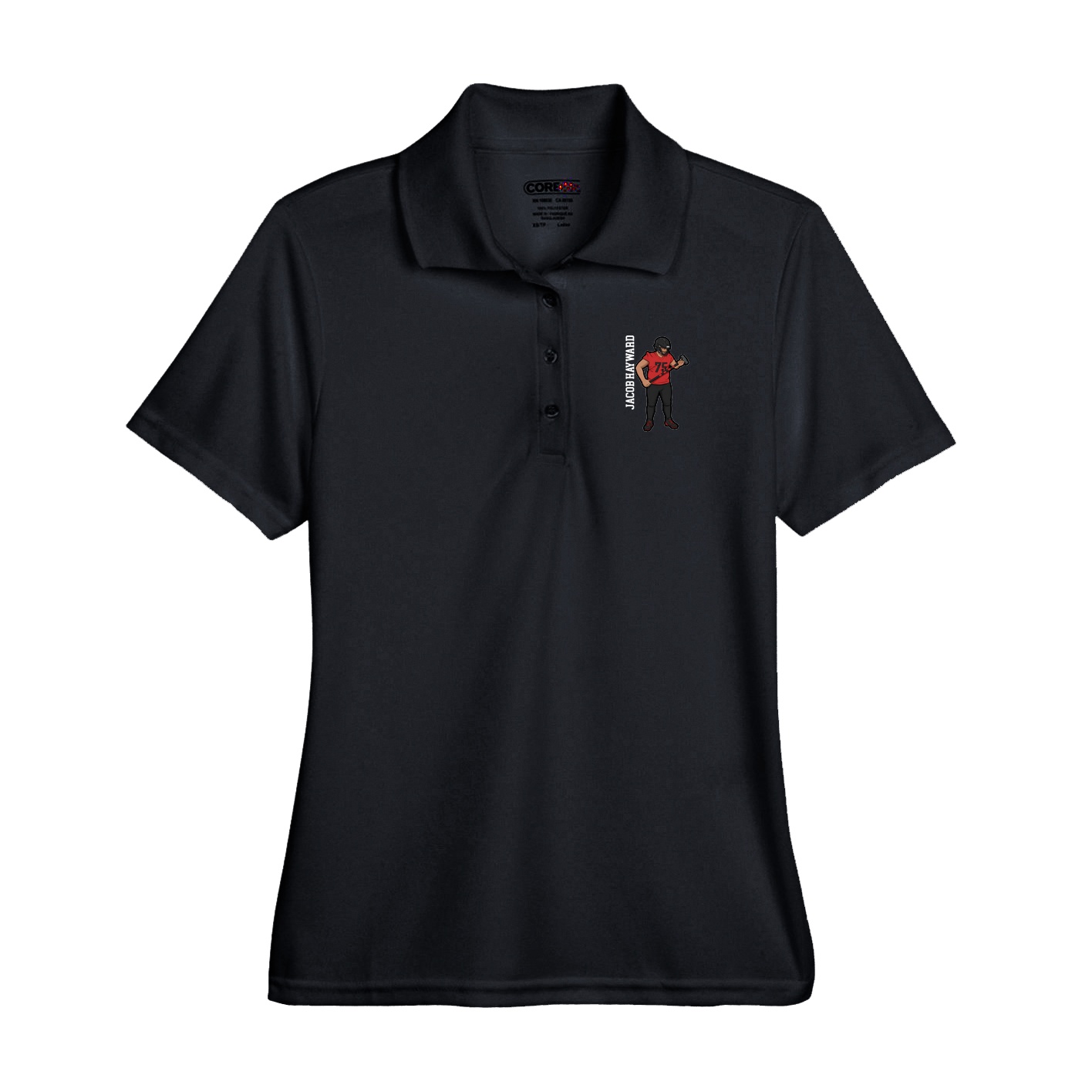 Performance Polo — Name Vertical in Black