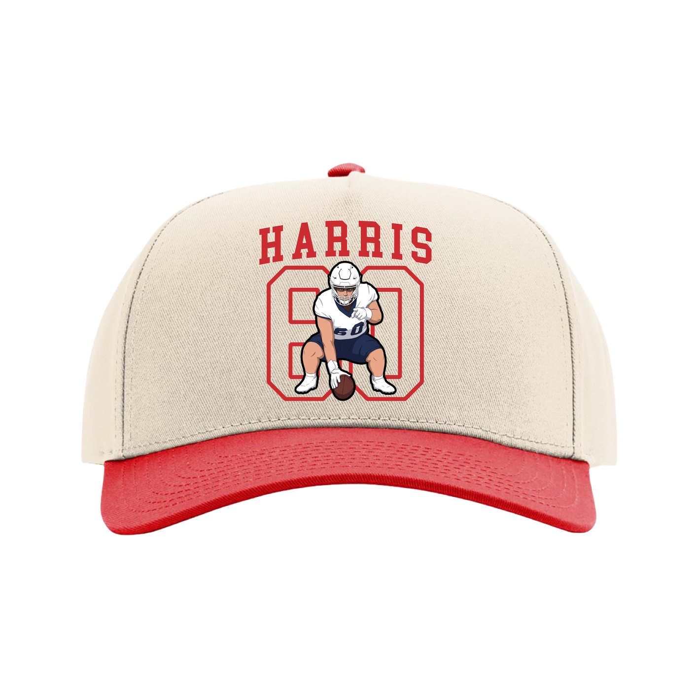 Full Fabric Five-Panel Champ Cap — Shirsey in Cream/Red