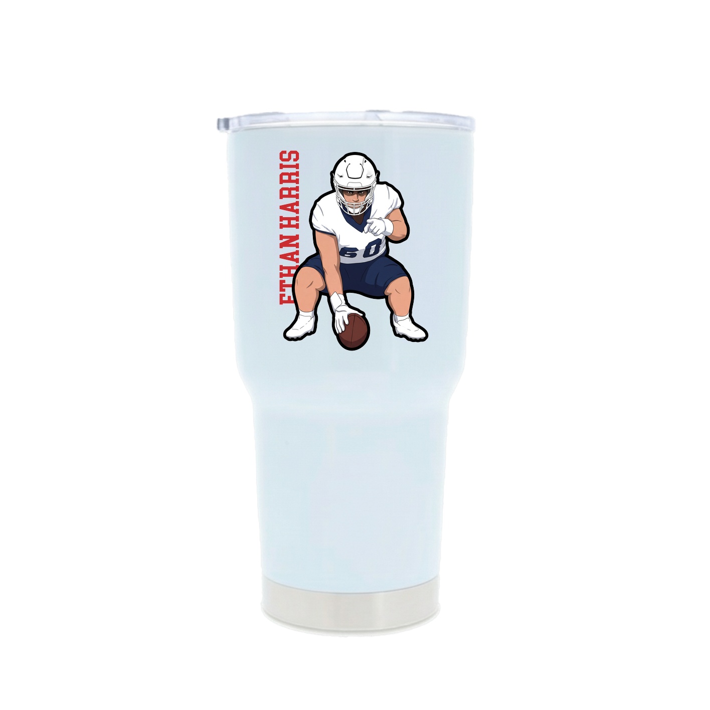 30oz Stainless Steel Tumbler — Name Vertical in White