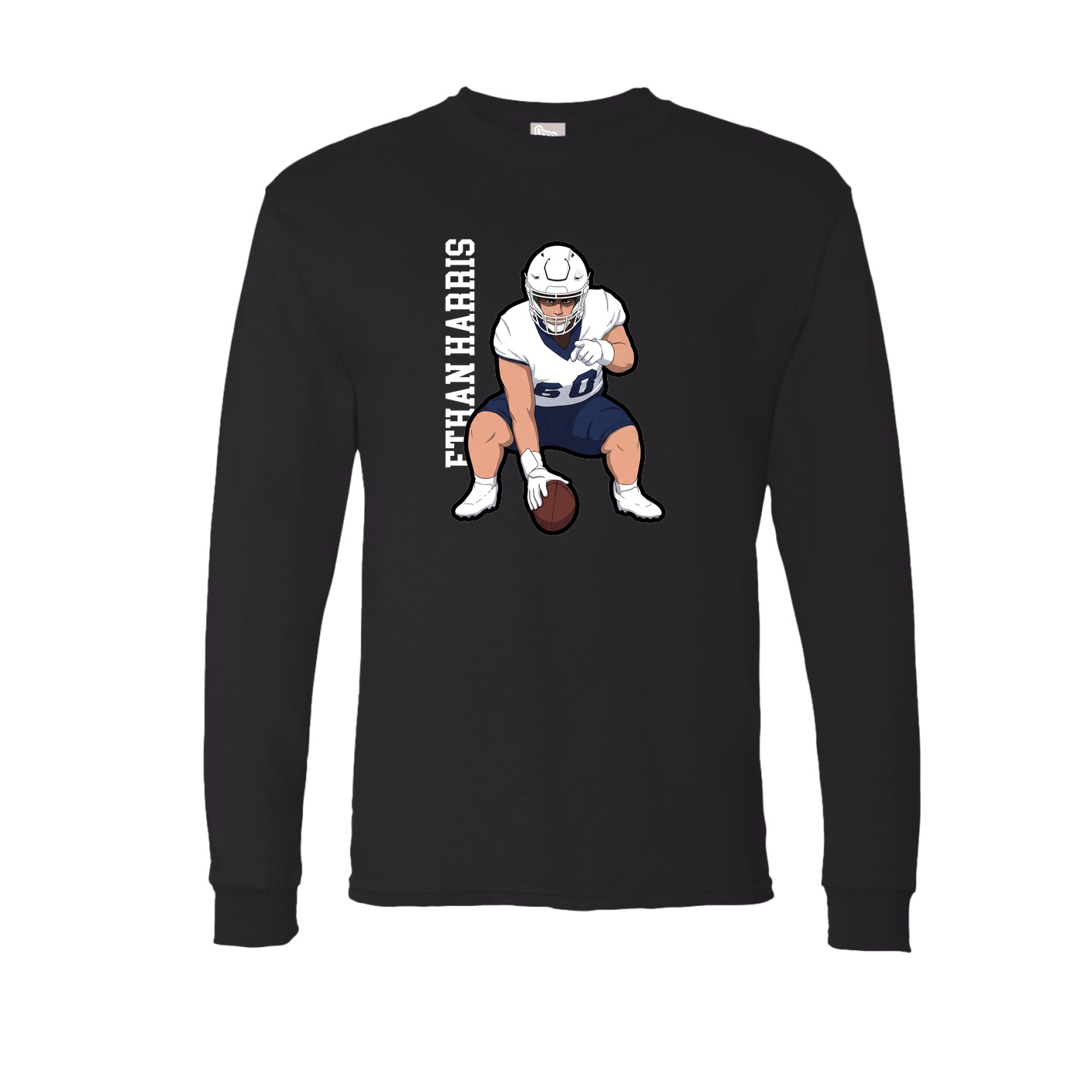 Long Sleeve Tee — Name Vertical in Black