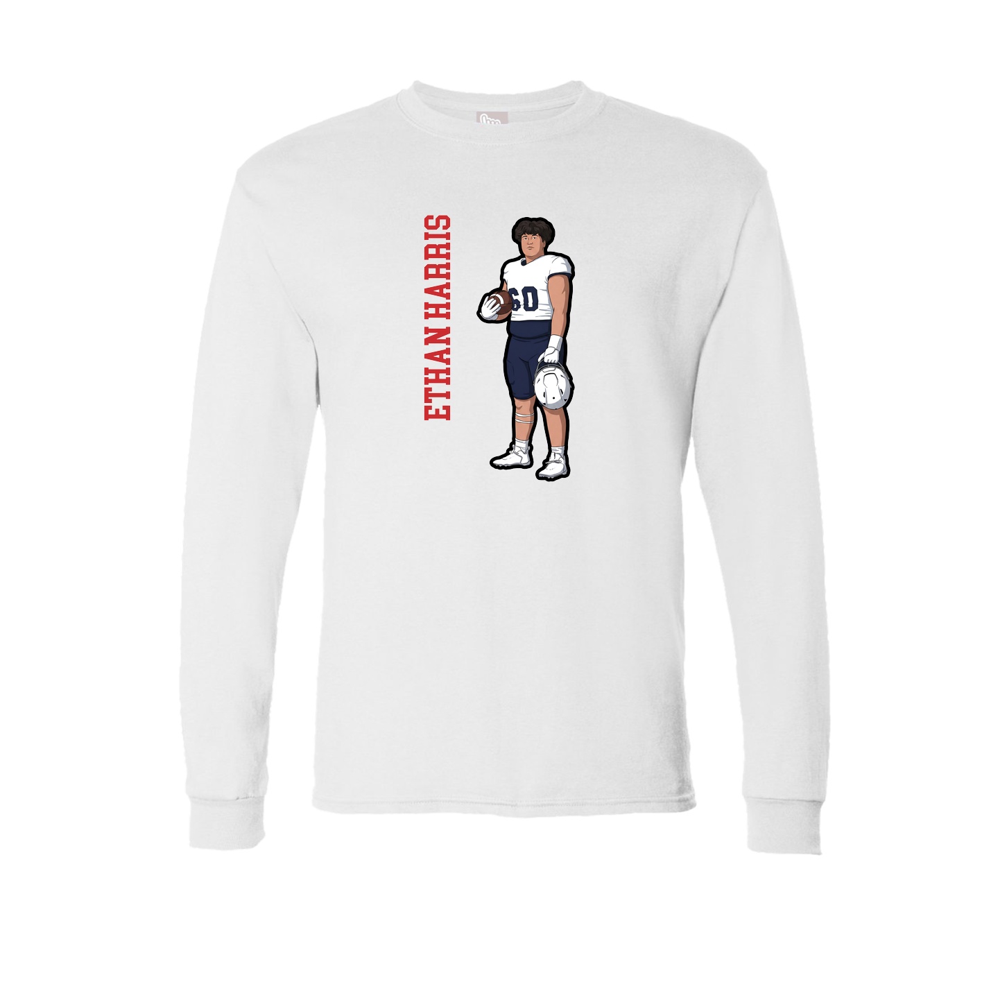 Long Sleeve Tee — Name Vertical in White